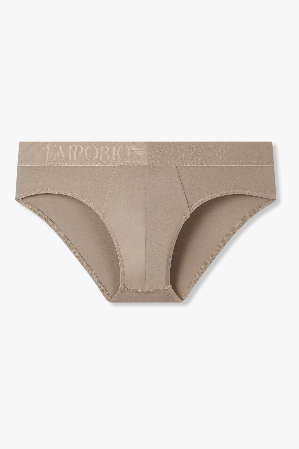 엠포리오 아르마니 언더웨어(EMPORIO ARMANI UNDERWEAR) 남성 글로시 로고 밴딩 코튼 브리프_다크 베이지 0815311056