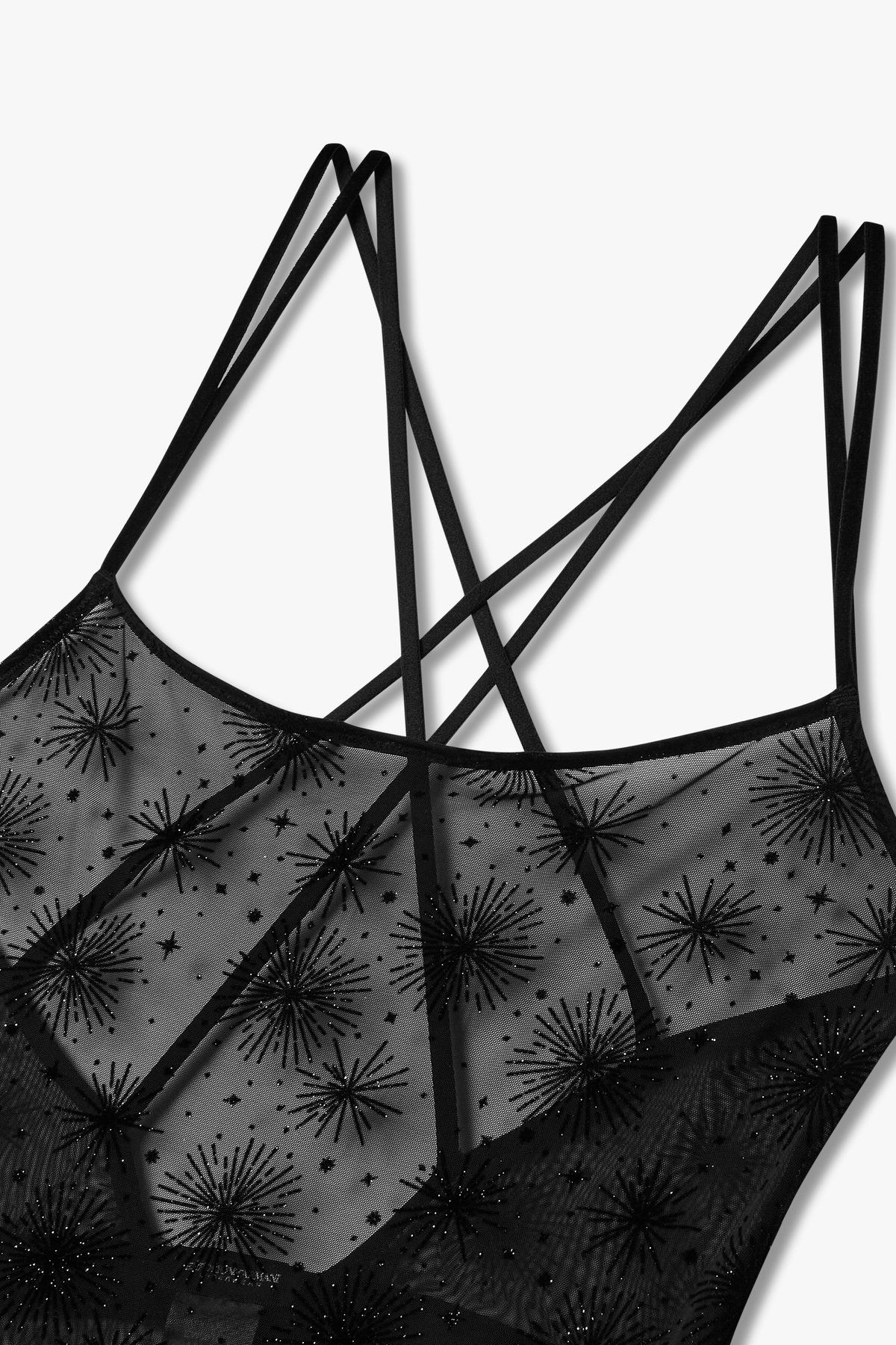 엠포리오 아르마니 언더웨어(EMPORIO ARMANI UNDERWEAR) 여성 백 더블 크로스 스트랩 바디수트_블랙 08W5318501