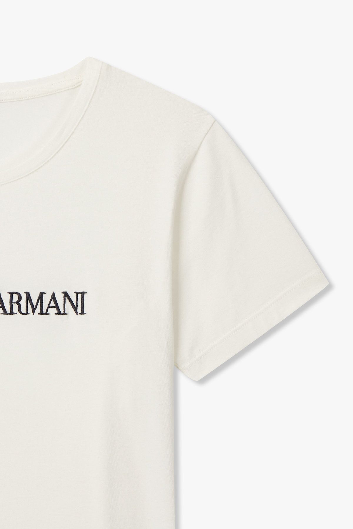 엠포리오 아르마니 언더웨어(EMPORIO ARMANI UNDERWEAR) 여성 로고 자수 숏 슬리브 라운지 티셔츠_화이트 0825334501
