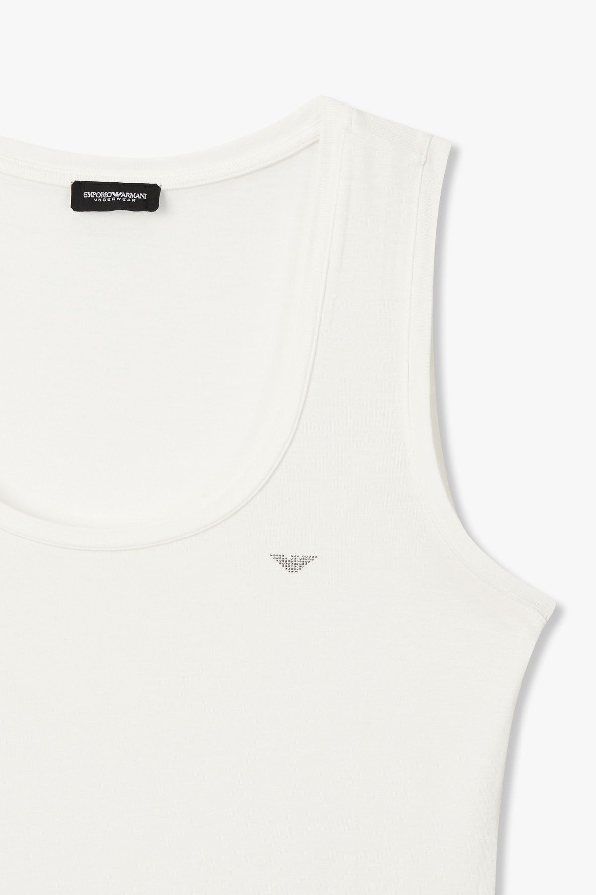 엠포리오 아르마니 언더웨어(EMPORIO ARMANI UNDERWEAR) 여성 비즈 이글 로고 스쿱넥 탱크 탑_화이트 0825313503
