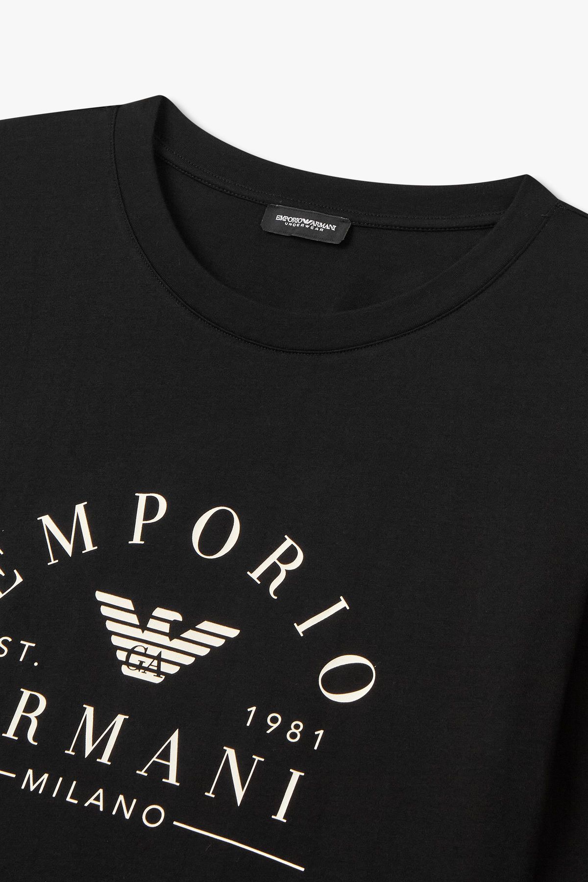 엠포리오 아르마니 언더웨어(EMPORIO ARMANI UNDERWEAR) 여성 숏 슬리브 루즈 핏 라운지 티셔츠_블랙 0825334505