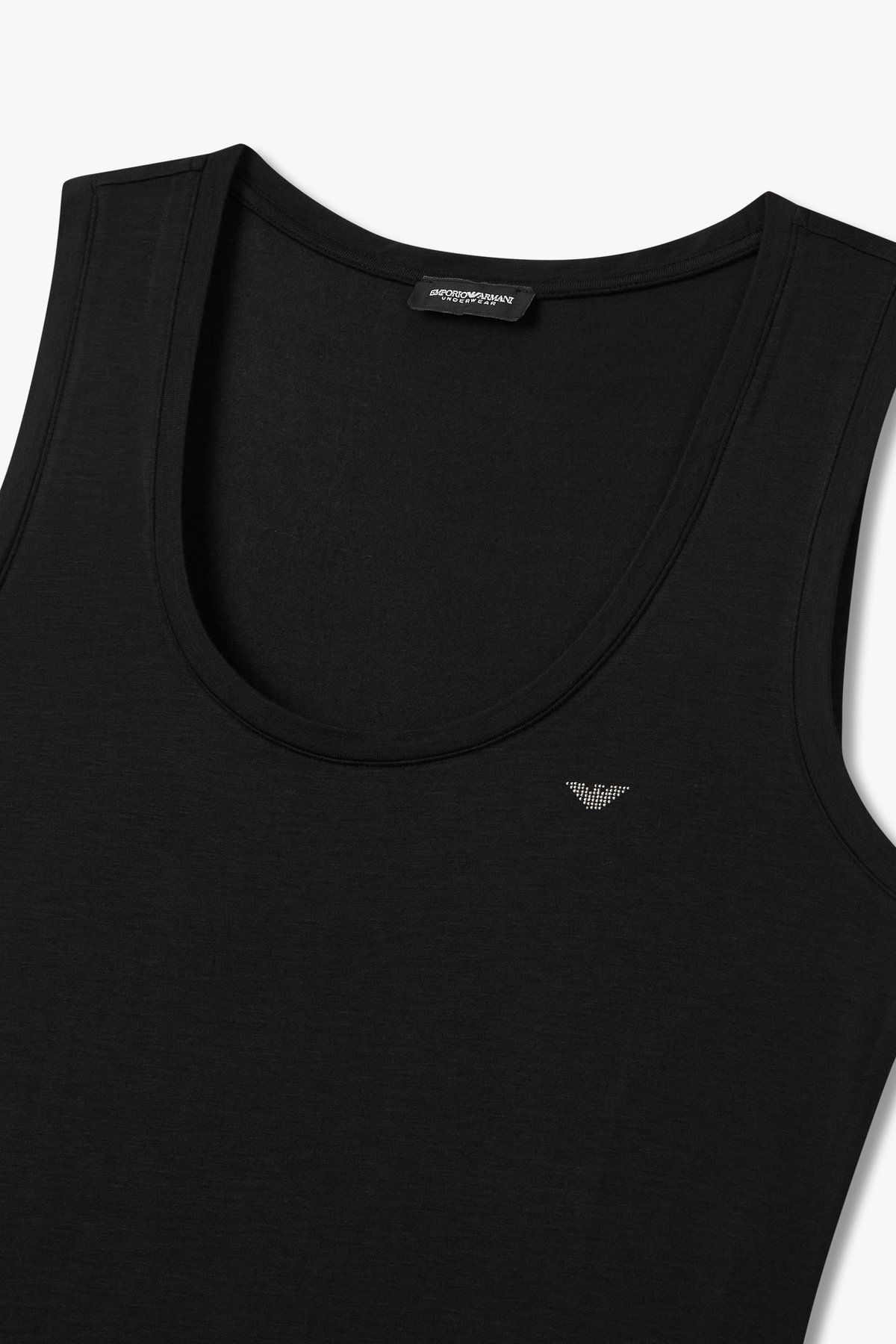엠포리오 아르마니 언더웨어(EMPORIO ARMANI UNDERWEAR) 여성 비즈 이글 로고 스쿱넥 탱크 탑_블랙 0825313504