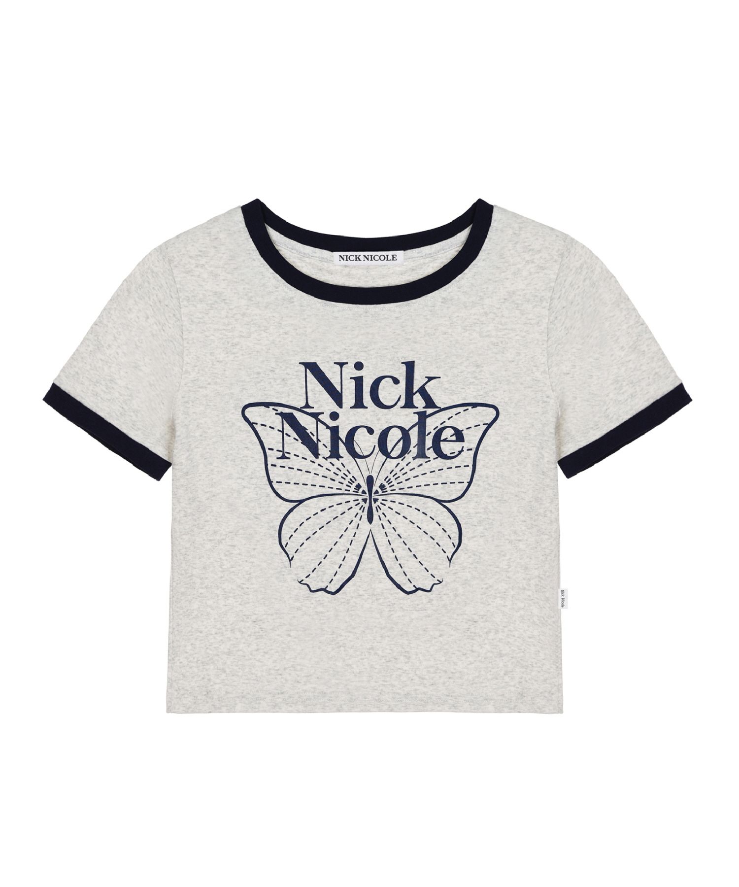 Tシャツ・カットソー NICK&NICOLE I LOVE BUTTERFLY RINGER CROP TOP 4BUK370 NICK & NICOLE] I LOVE BUTTERFLY LINE CROP TOP (NICK&NICOLE/T
