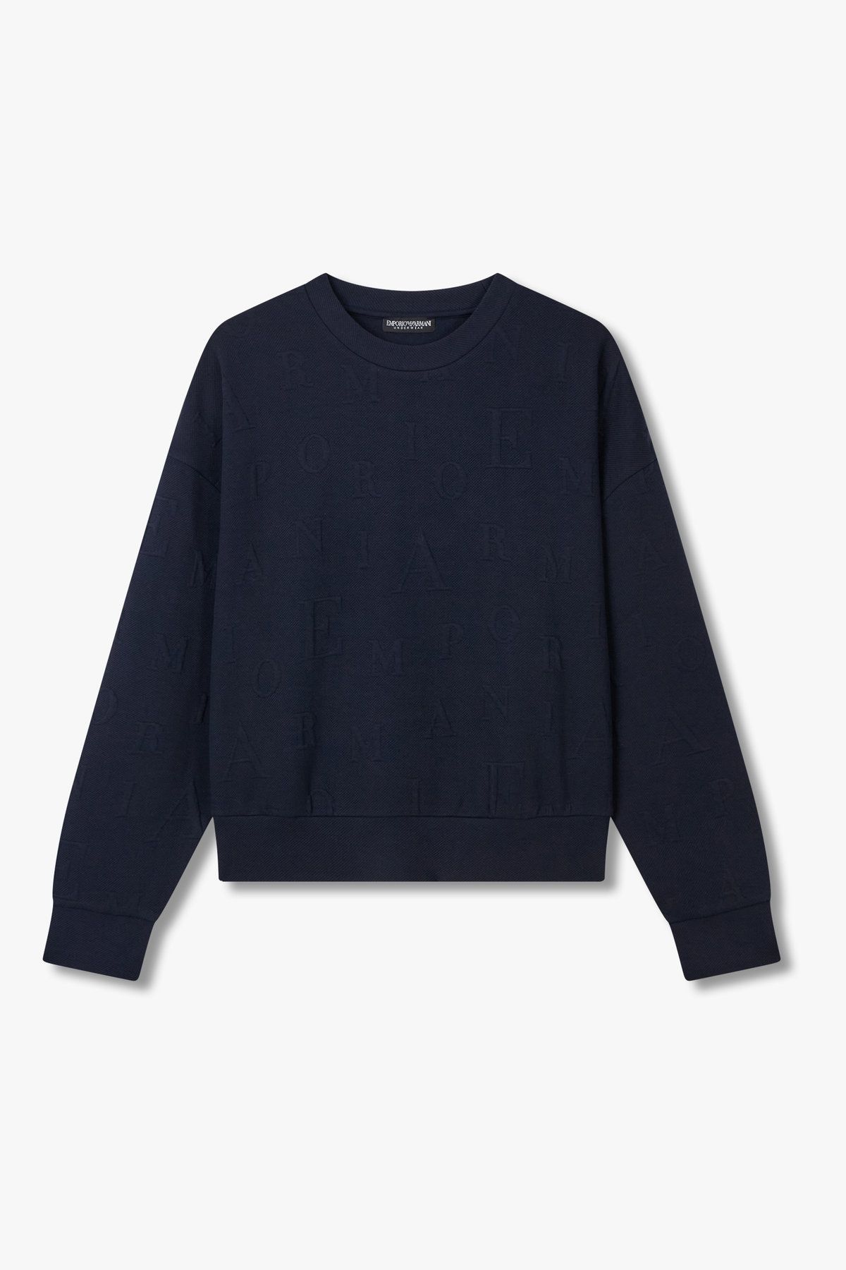 엠포리오 아르마니 언더웨어(EMPORIO ARMANI UNDERWEAR) 여성 엠보 알파벳 라운지 스웨트셔츠_블루 0825336511
