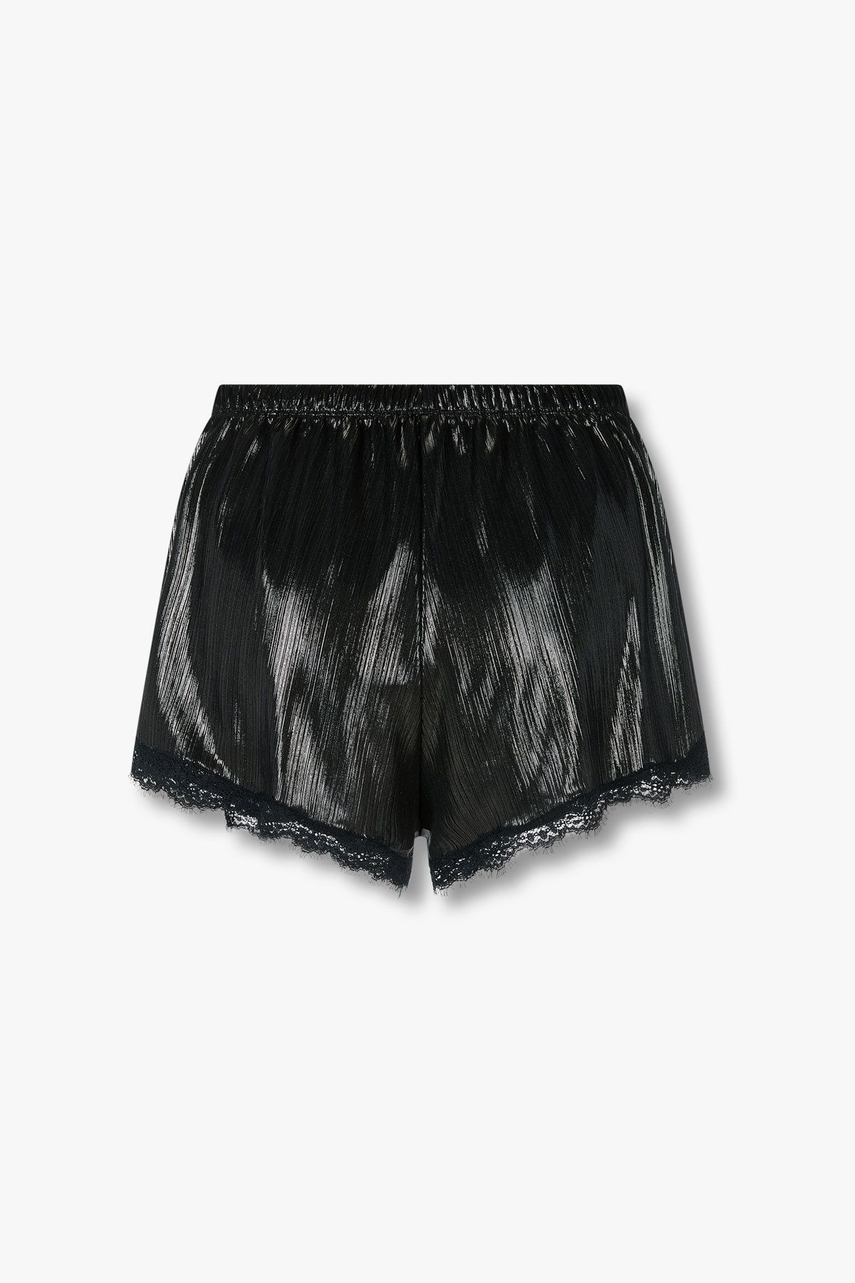 엠포리오 아르마니 언더웨어(EMPORIO ARMANI UNDERWEAR) 여성 샤이니 리브드 라운지 쇼츠_블랙 0825331501