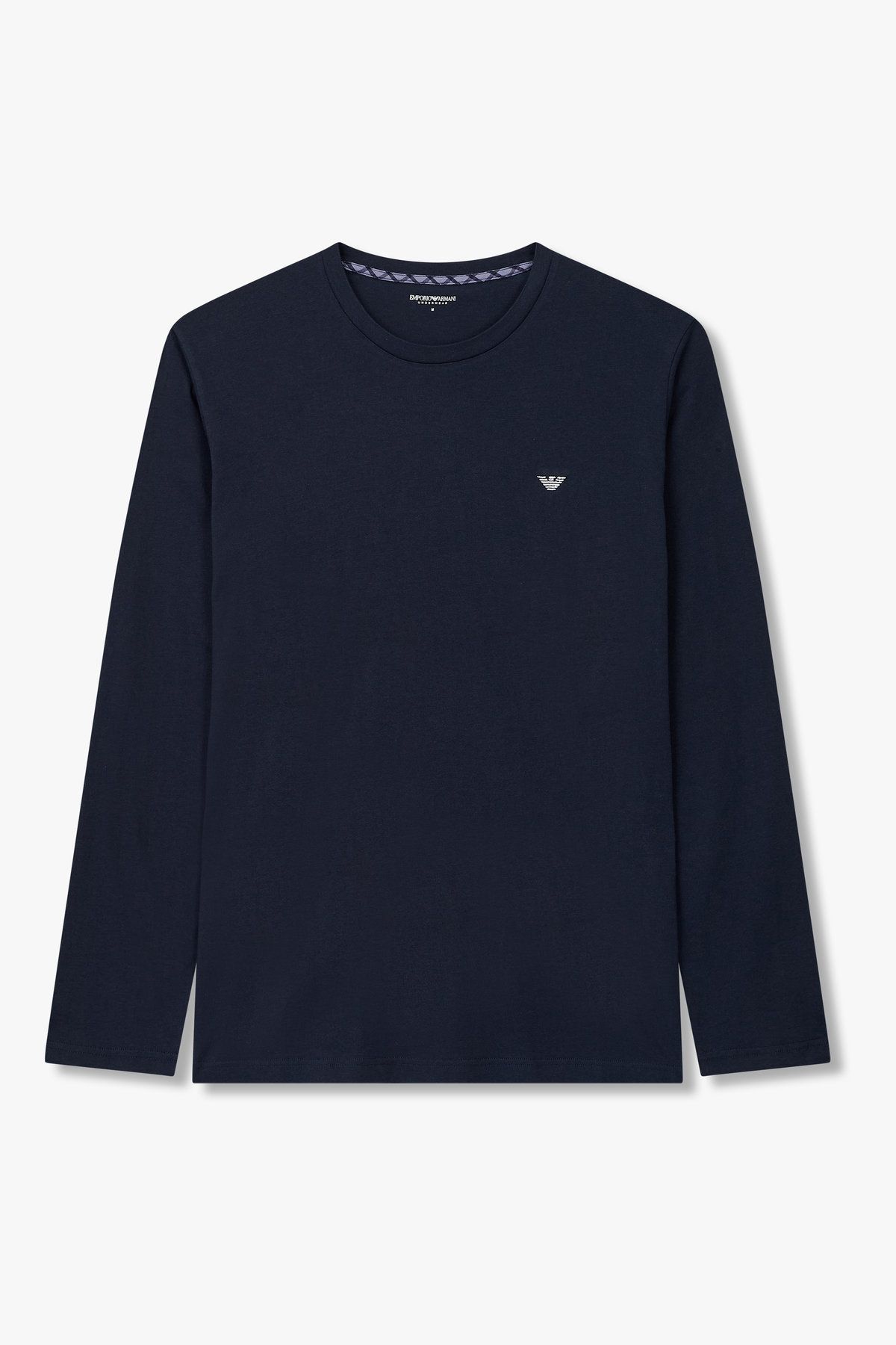 엠포리오 아르마니 언더웨어(EMPORIO ARMANI UNDERWEAR) 남성 로고 자수 코튼 라운지 티셔츠_다크 블루 0815336010