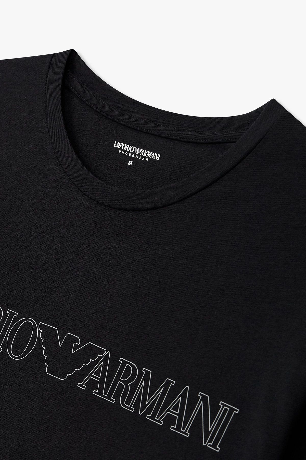 엠포리오 아르마니 언더웨어(EMPORIO ARMANI UNDERWEAR) 남성 아웃라인 로고 라운지 티셔츠_블랙 0815336004