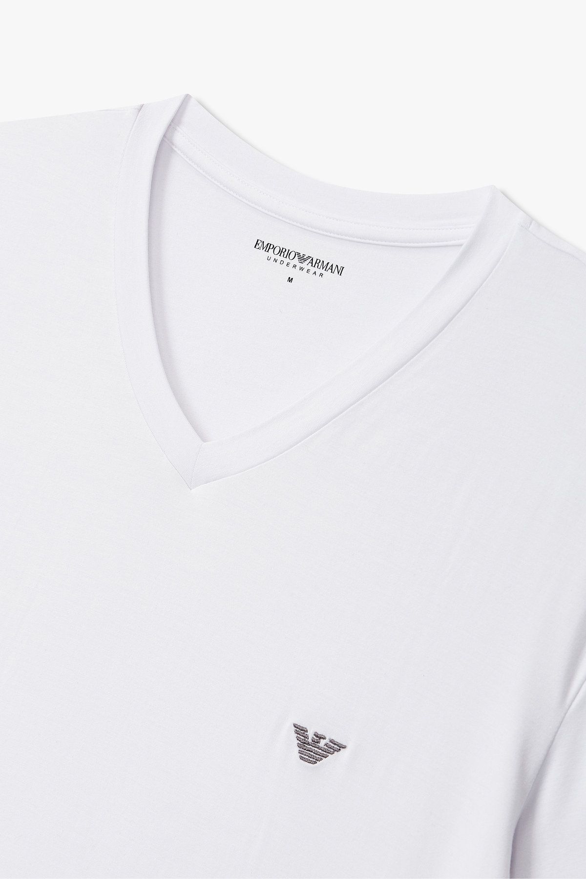 엠포리오 아르마니 언더웨어(EMPORIO ARMANI UNDERWEAR) 남성 스트레치 브이넥 라운지 티셔츠_화이트 0815335001