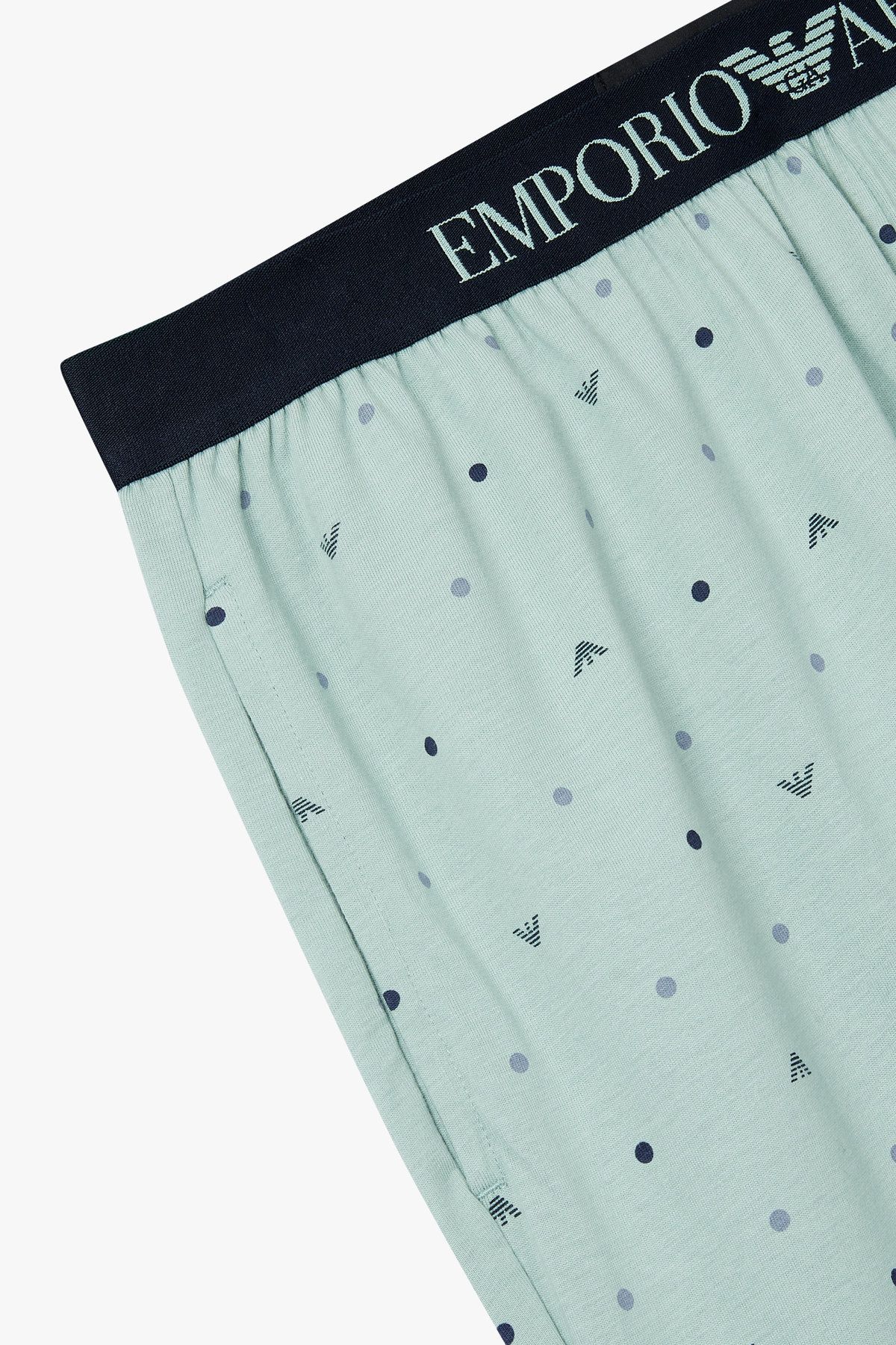 엠포리오 아르마니 언더웨어(EMPORIO ARMANI UNDERWEAR) 남성 로고 패턴 엘라스틱 라운지 팬츠_라이트그린 0815332005