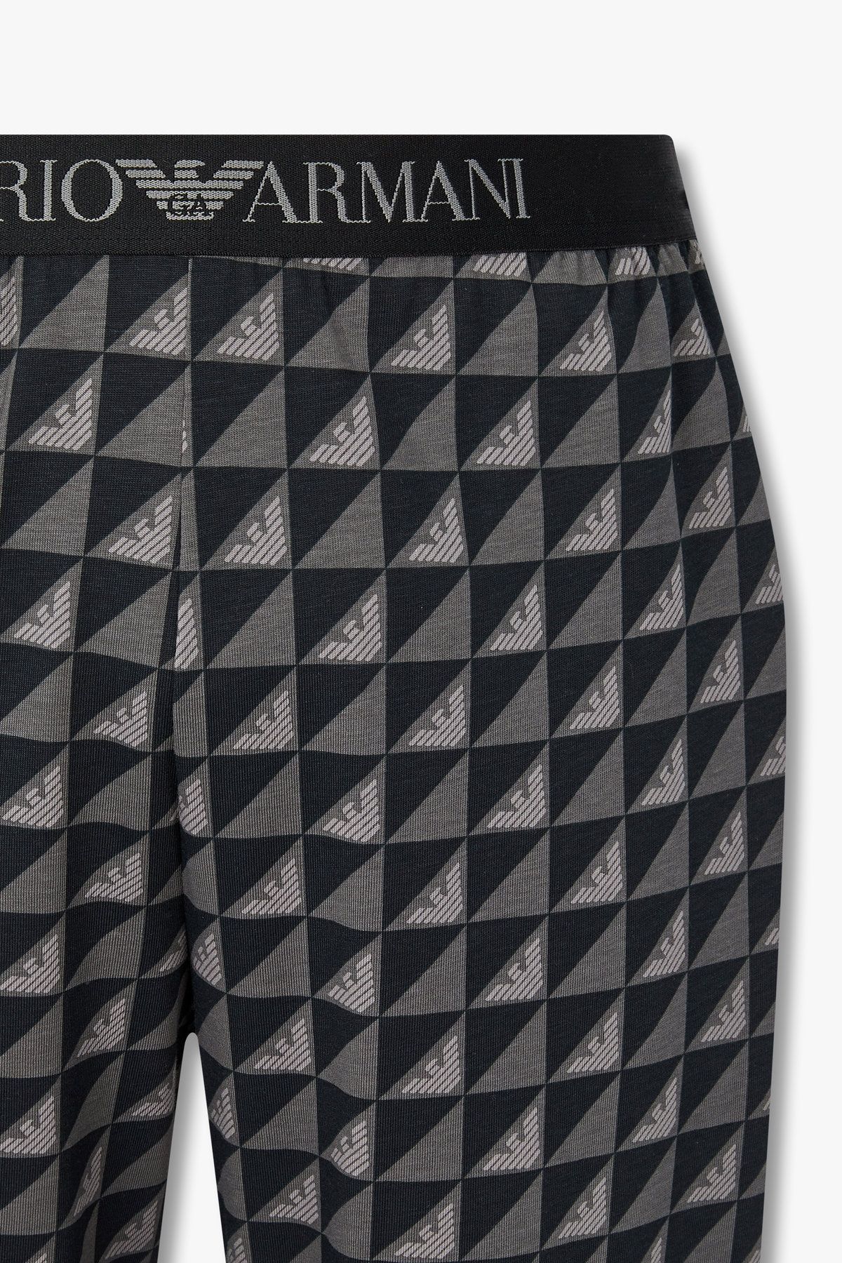 엠포리오 아르마니 언더웨어(EMPORIO ARMANI UNDERWEAR) 남성 로고 패턴 엘라스틱 라운지 팬츠_블랙 0815332007