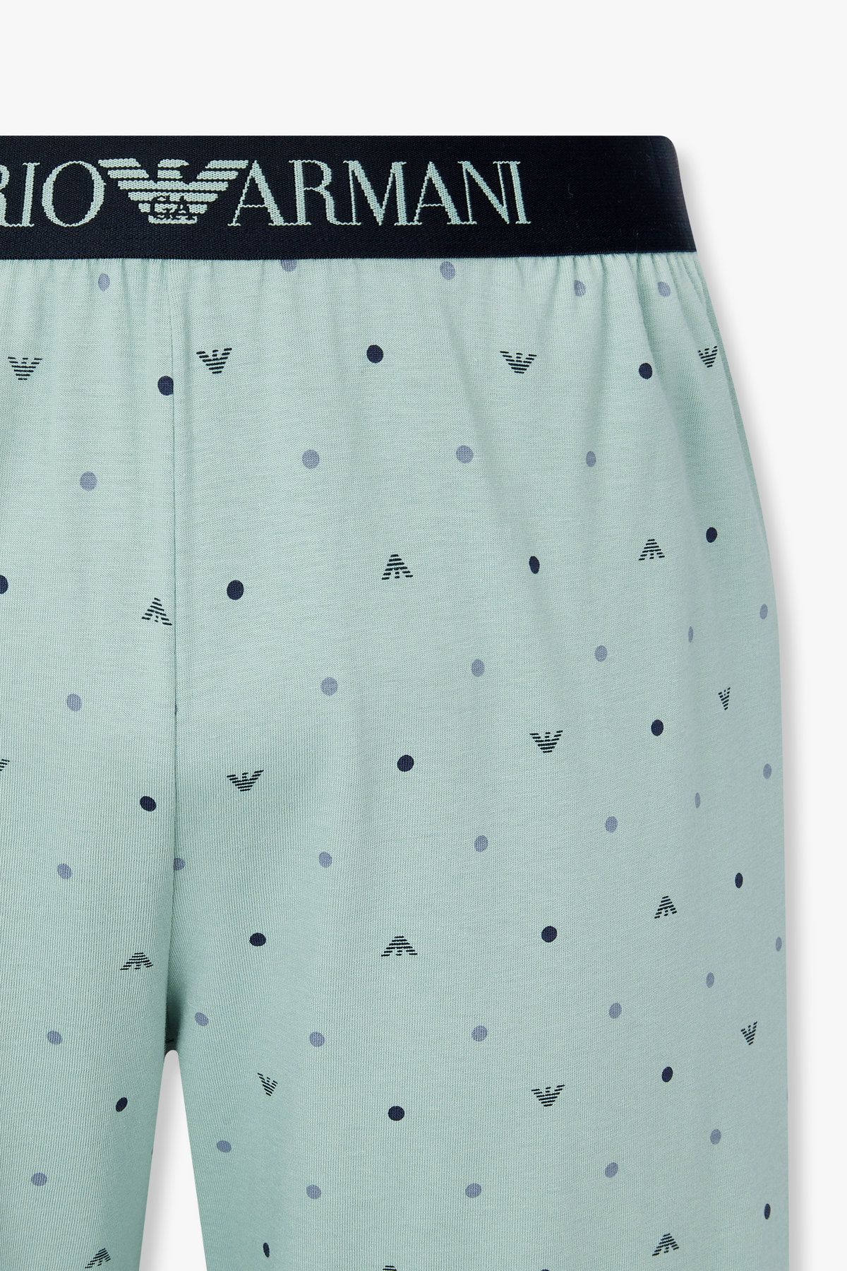 엠포리오 아르마니 언더웨어(EMPORIO ARMANI UNDERWEAR) 남성 로고 패턴 엘라스틱 라운지 쇼츠_라이트그린 0815331001