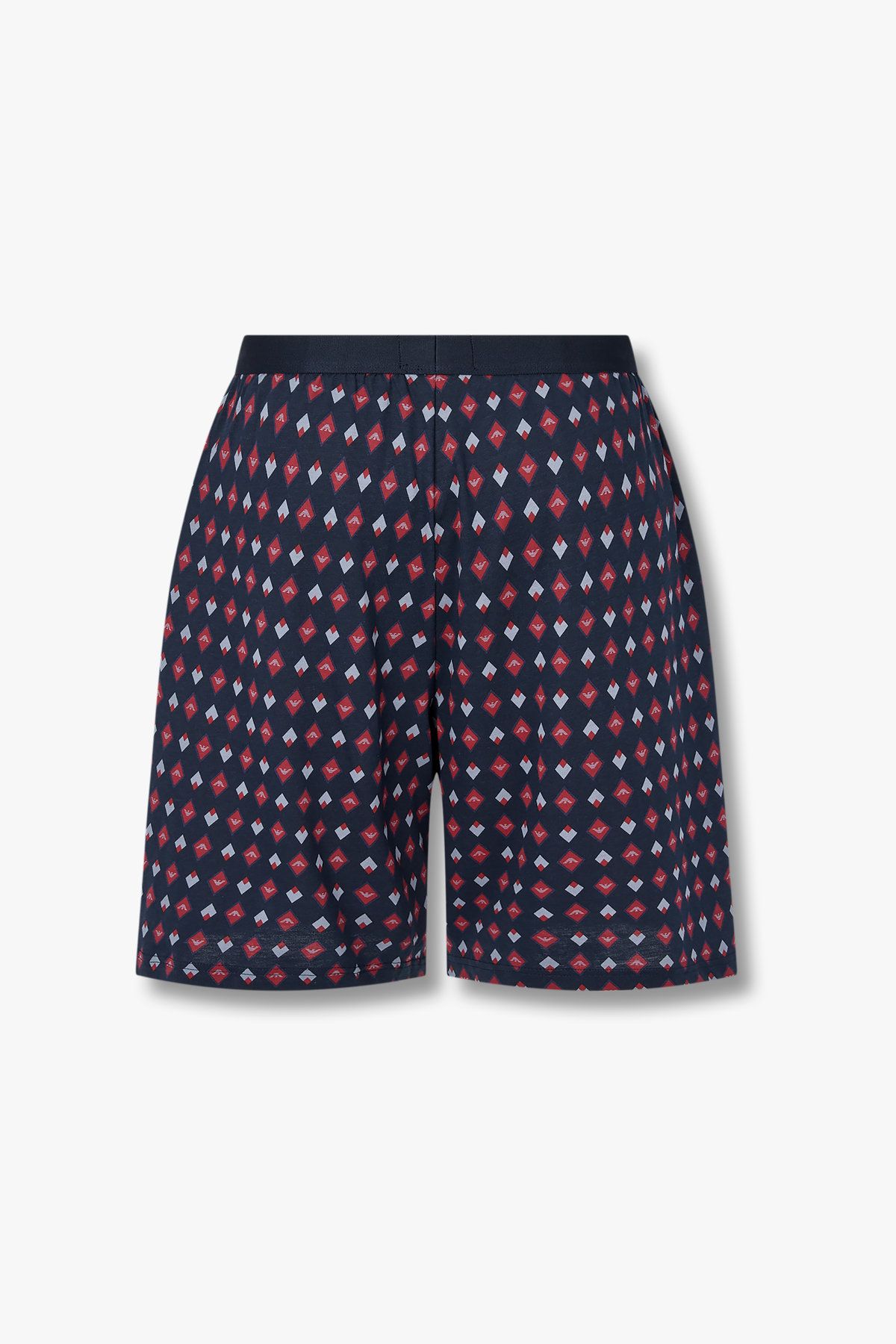 엠포리오 아르마니 언더웨어(EMPORIO ARMANI UNDERWEAR) 남성 로고 패턴 엘라스틱 라운지 쇼츠_네이비 0815331002