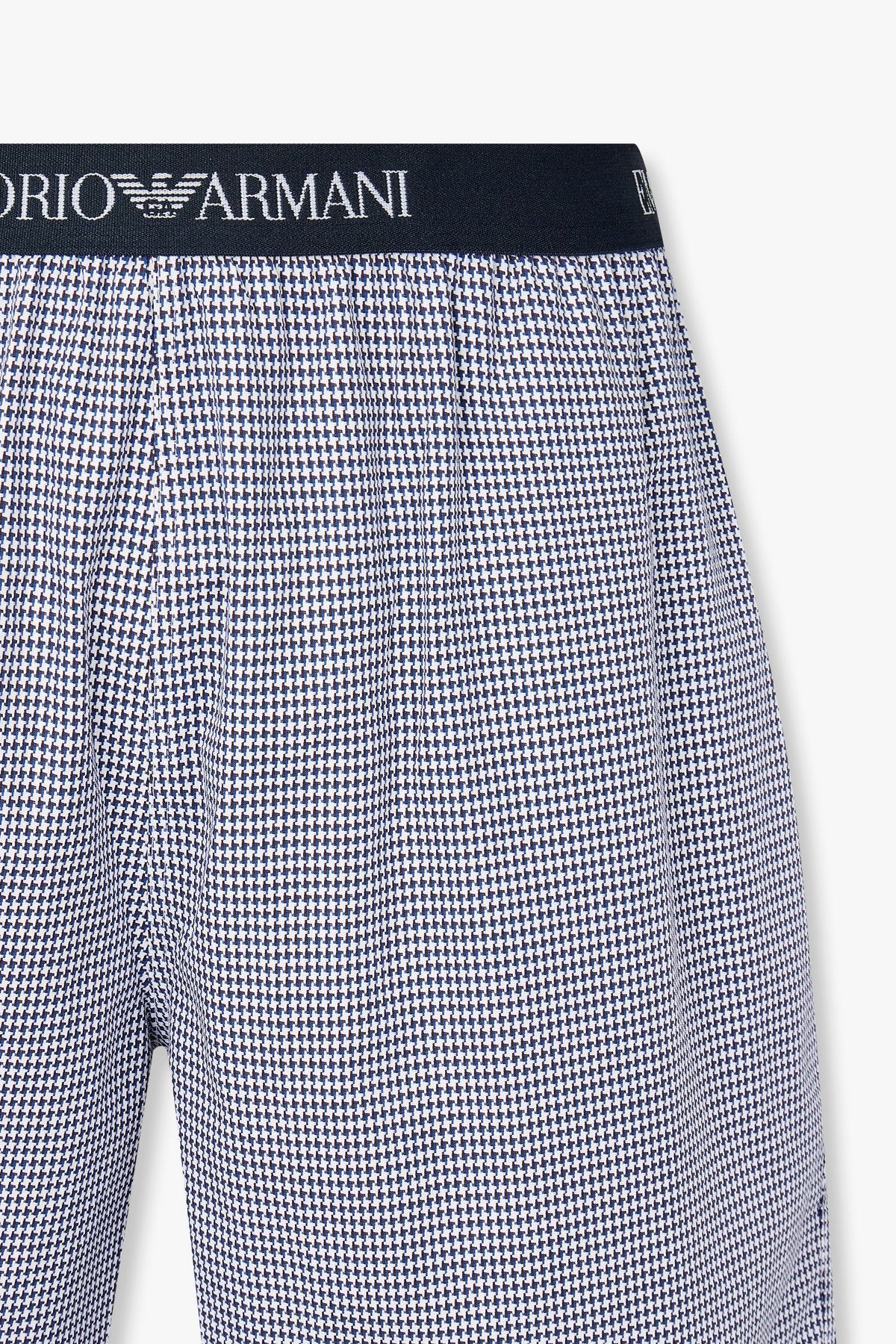 엠포리오 아르마니 언더웨어(EMPORIO ARMANI UNDERWEAR) 남성 체크 패턴 엘라스틱 라운지 쇼츠_블루 0815331005