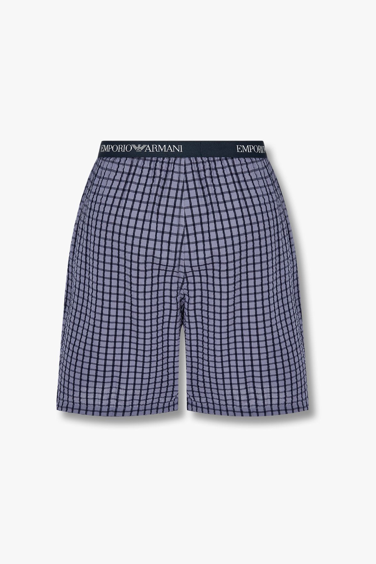 엠포리오 아르마니 언더웨어(EMPORIO ARMANI UNDERWEAR) 남성 체크 패턴 엘라스틱 라운지 쇼츠_다크블루 0815331006