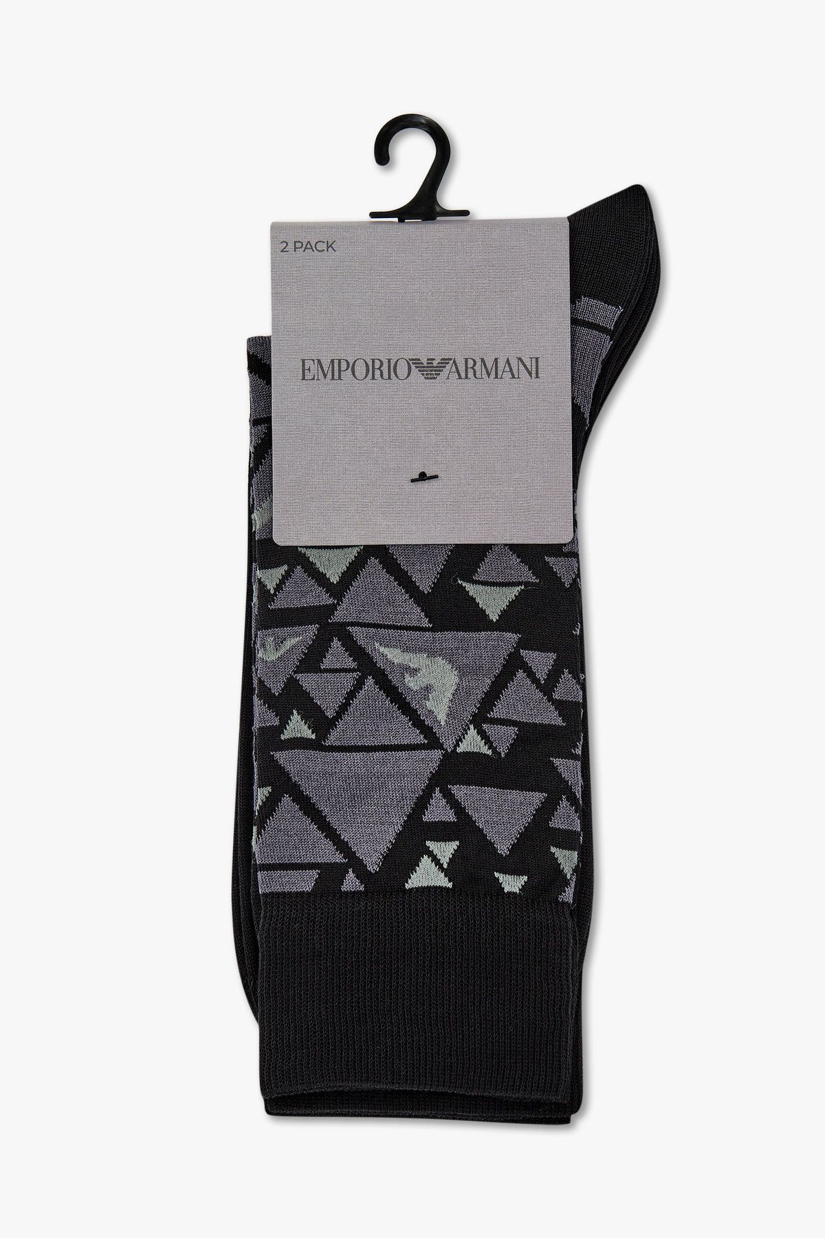 엠포리오 아르마니 언더웨어(EMPORIO ARMANI UNDERWEAR) 남성 이글 로고 숏 삭스 2PACK_블랙 08M5345001