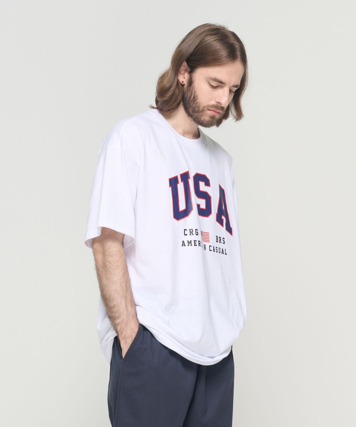 카고브로스(CARGOBROS) USA 플래그 반팔티셔츠 (화이트)