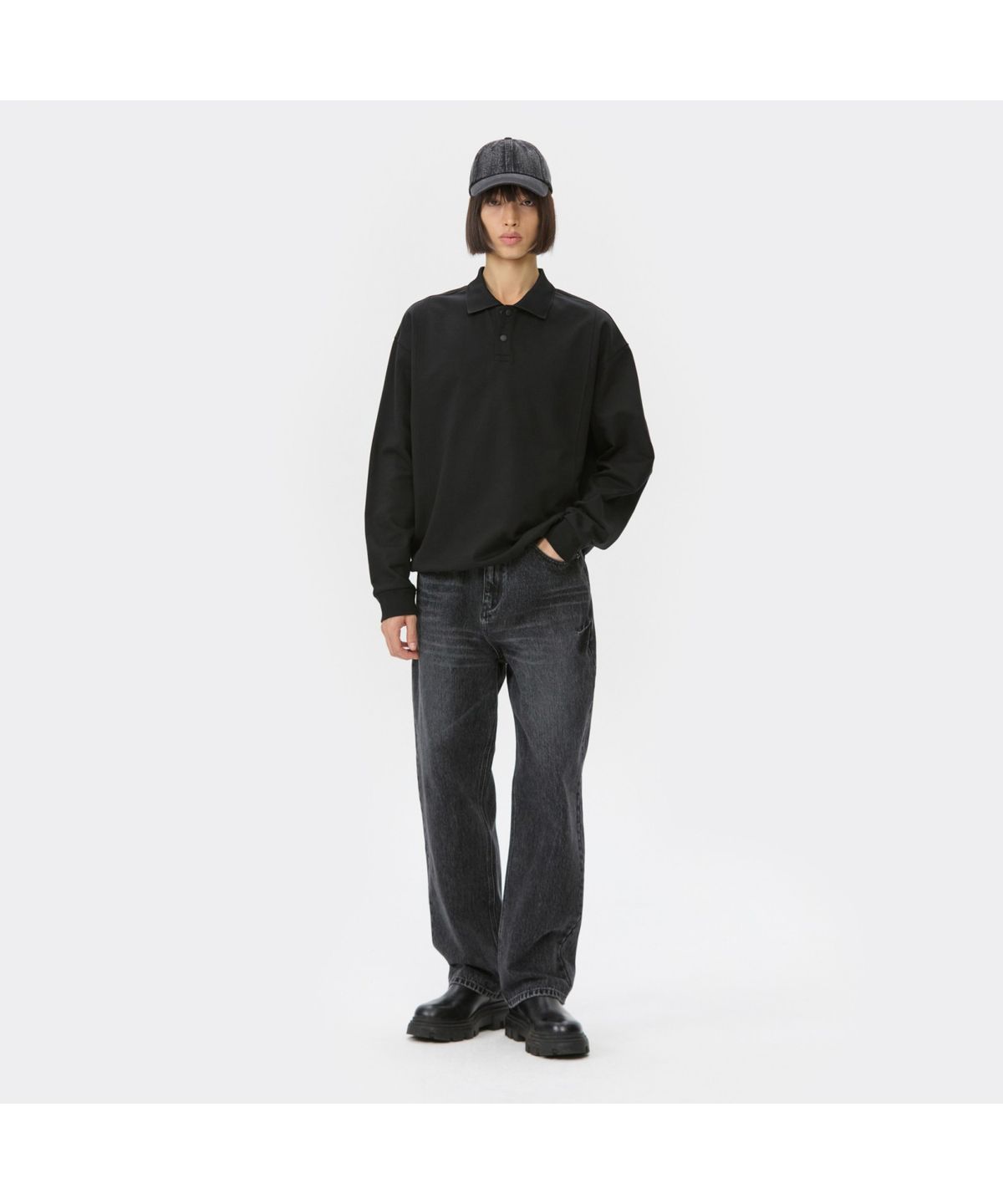 커스텀멜로우(CUSTOMELLOW) Grey Straight Fit Jeans CWPAA25584GYD