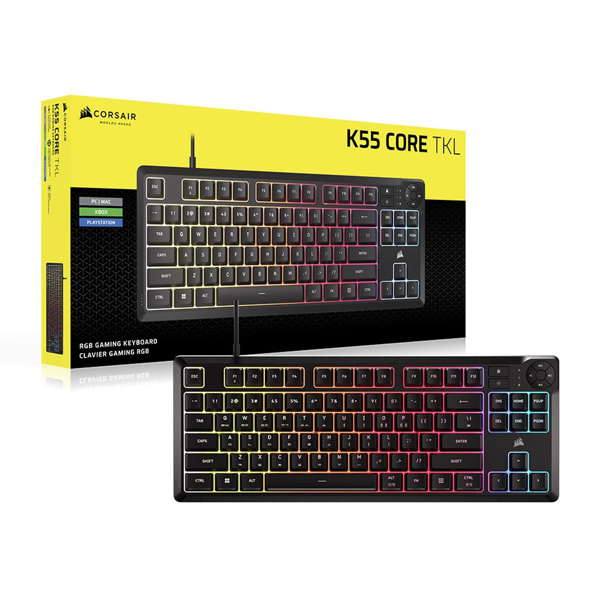 커세어(CORSAIR) K55 CORE TKL RGB 저소음 멤브레인 게이밍 키보드