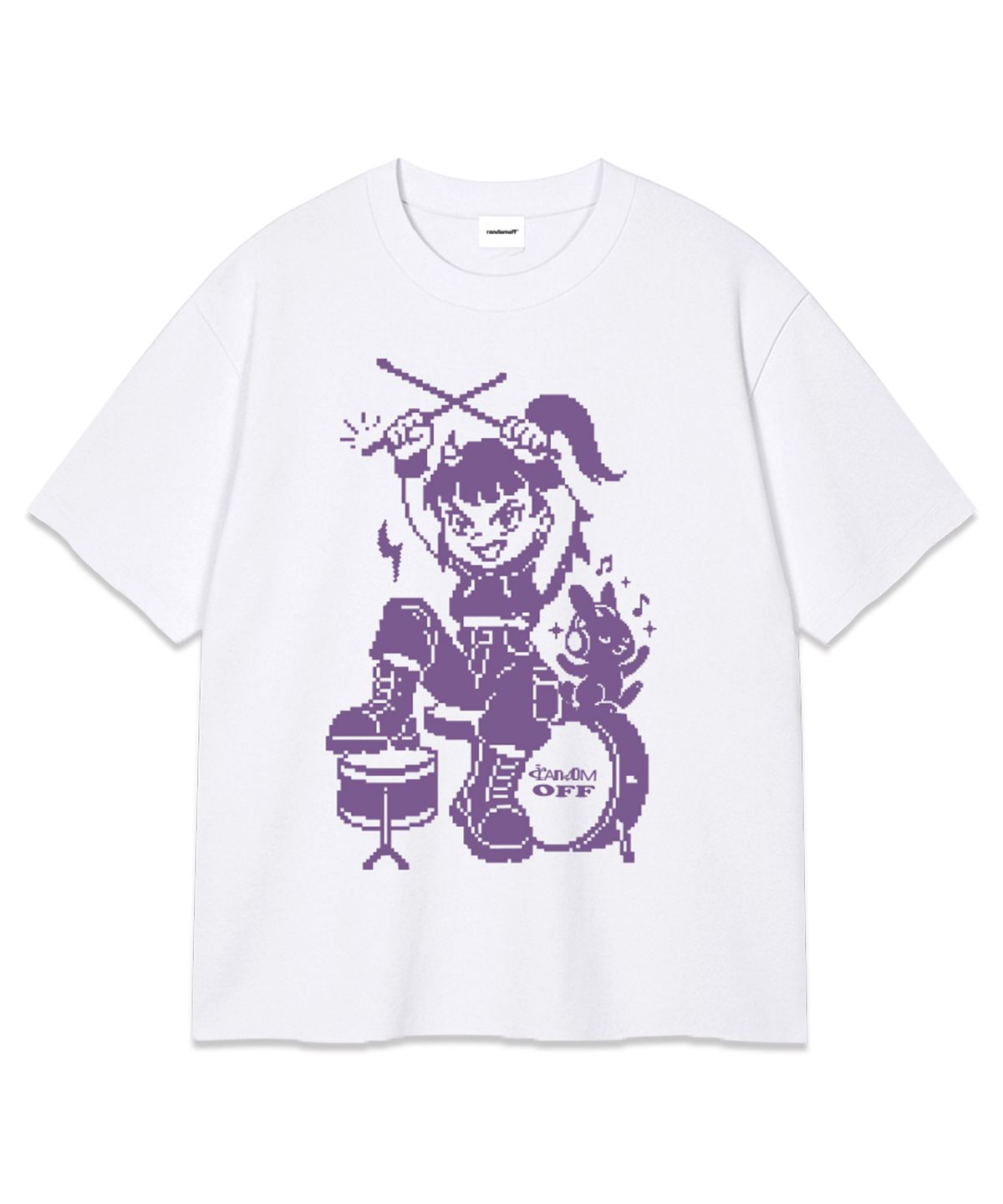 랜덤오프(RANDOMOFF) PIXEL DRUM KID OVER FIT T-SHIRT (3color)