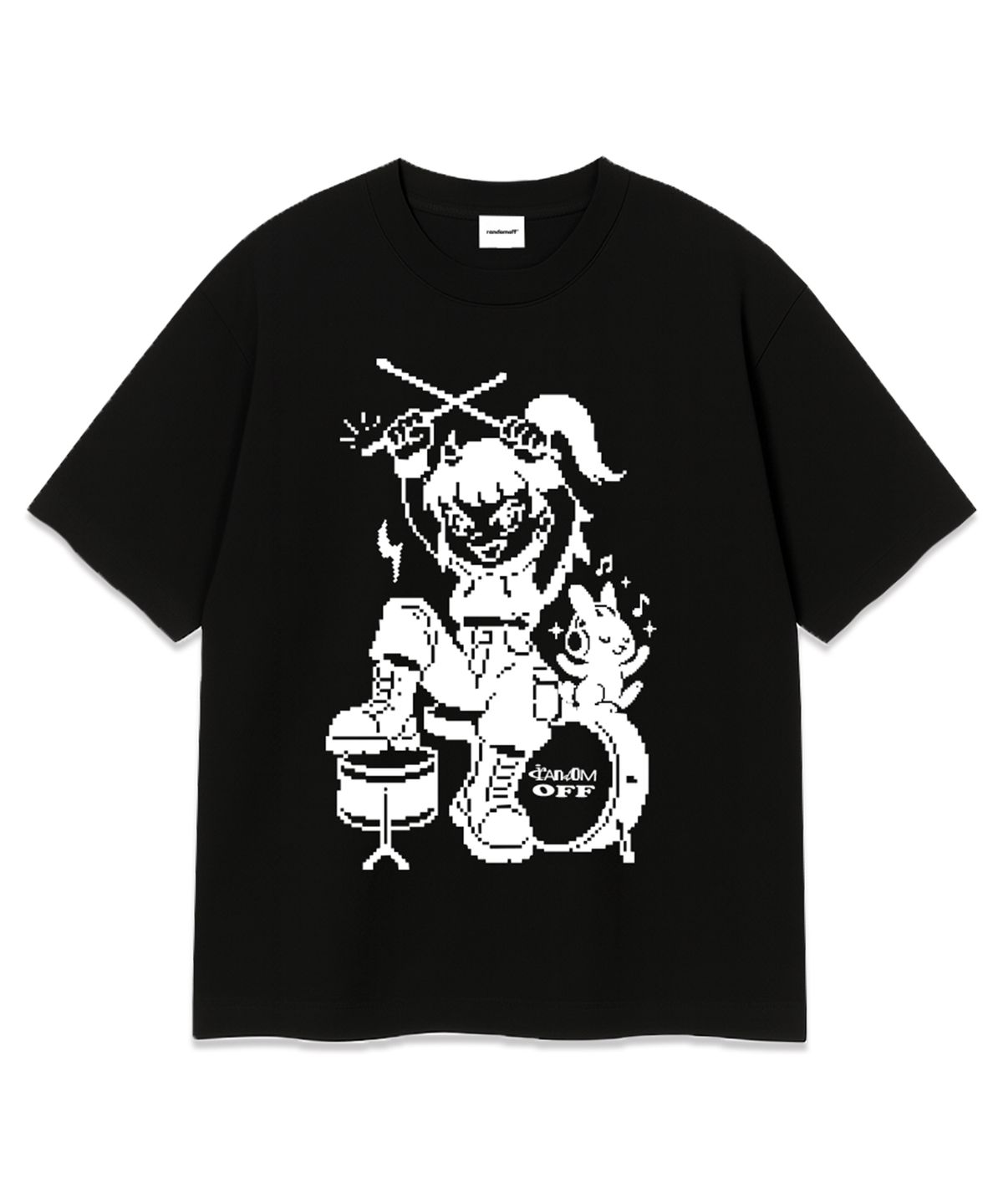 랜덤오프(RANDOMOFF) PIXEL DRUM KID OVER FIT T-SHIRT (3color)