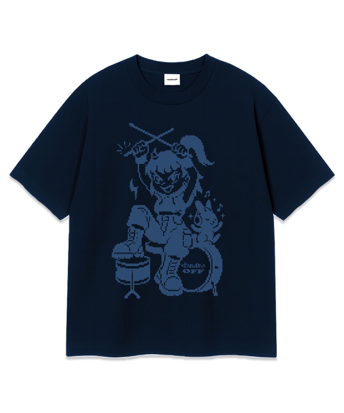 랜덤오프(RANDOMOFF) PIXEL DRUM KID OVER FIT T-SHIRT (3color)