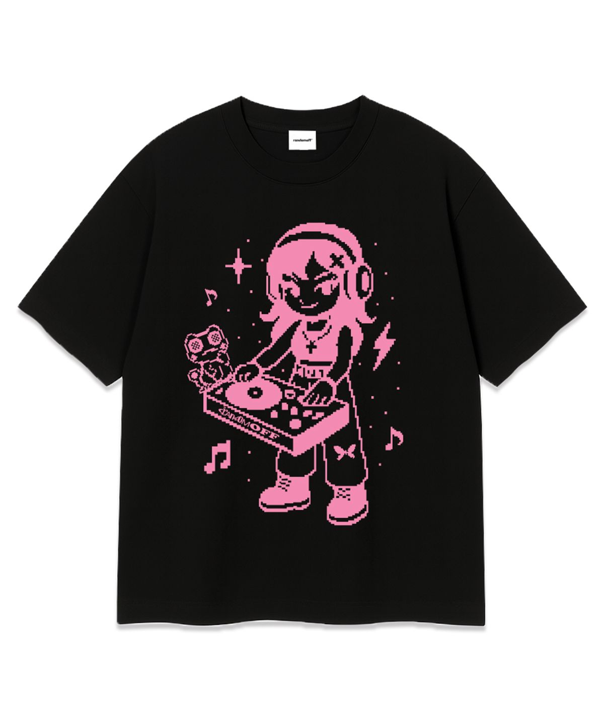 랜덤오프(RANDOMOFF) PIXEL DJ KID OVER FIT T-SHIRT (3color)