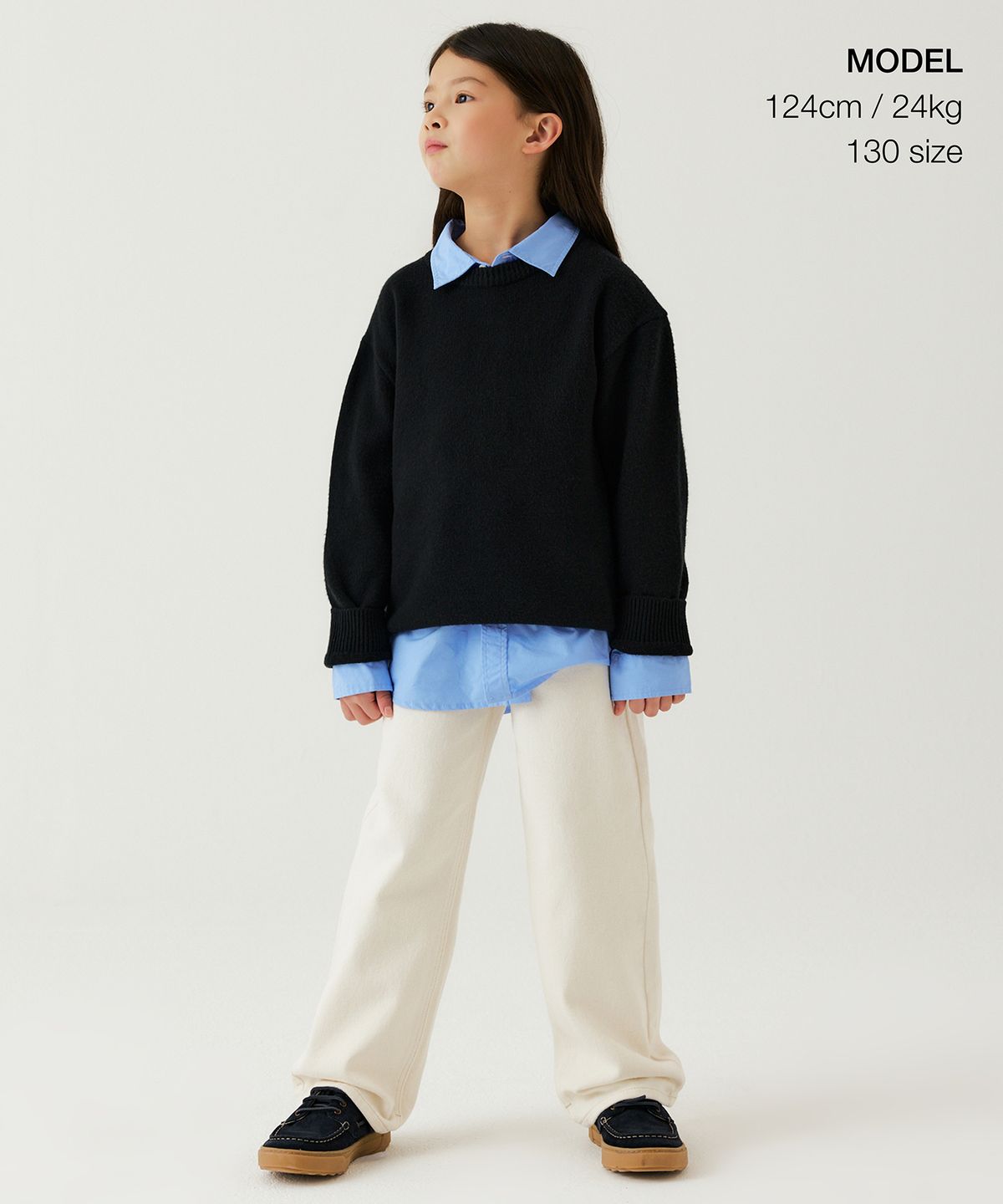 무신사 스탠다드 키즈(MUSINSA STANDARD KIDS) 스트레이트 밴딩 데님 팬츠 [크림]