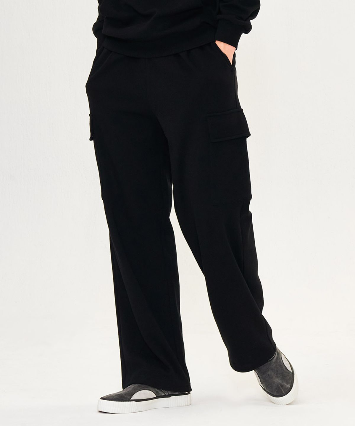 체이스컬트(CHASECULT) 공용 카고 와이드 팬츠-블랙