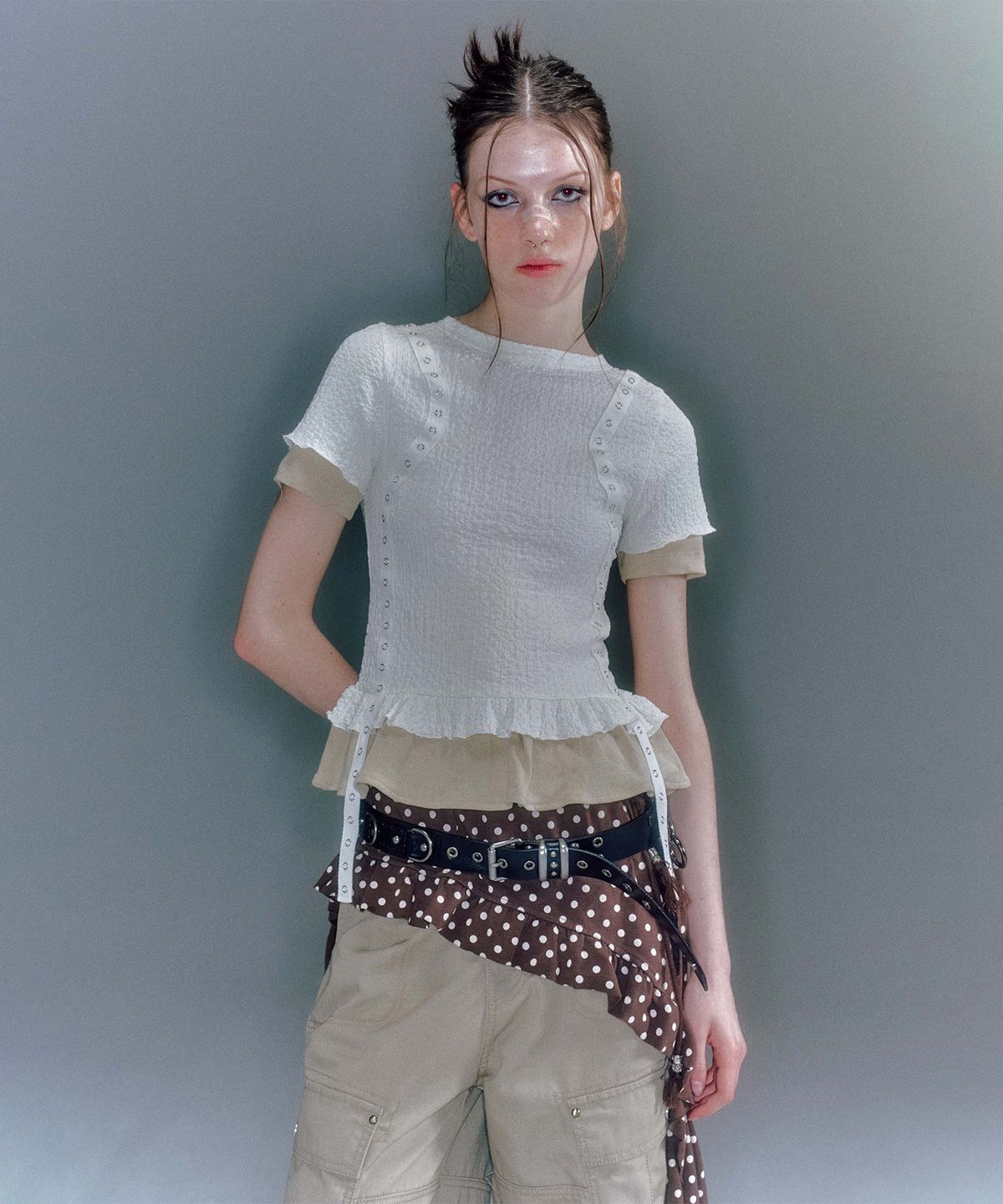 베이컨트 아카이브(VACANT ARCHIVE) ROMY DOTS LAYERED SKIRT (2COLOR)