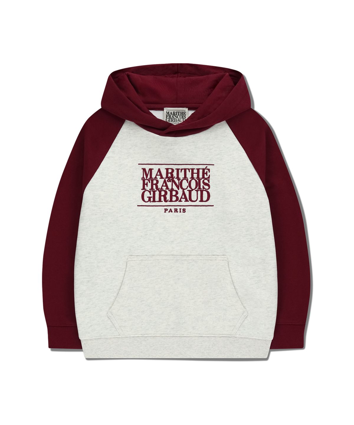 마리떼 키즈(MARITHÉ KIDS) KIDS CLASSIC LOGO COLOR BLOCK RAGLAN HOODIE burgundy