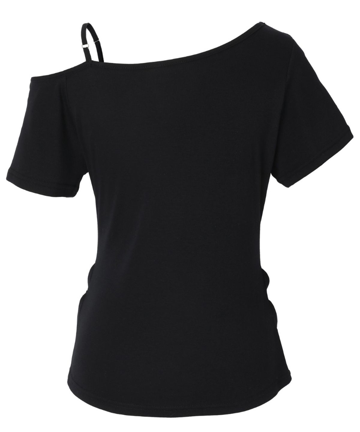 이네기(INEGI) Buckle Strap One Shoulder Top (black)