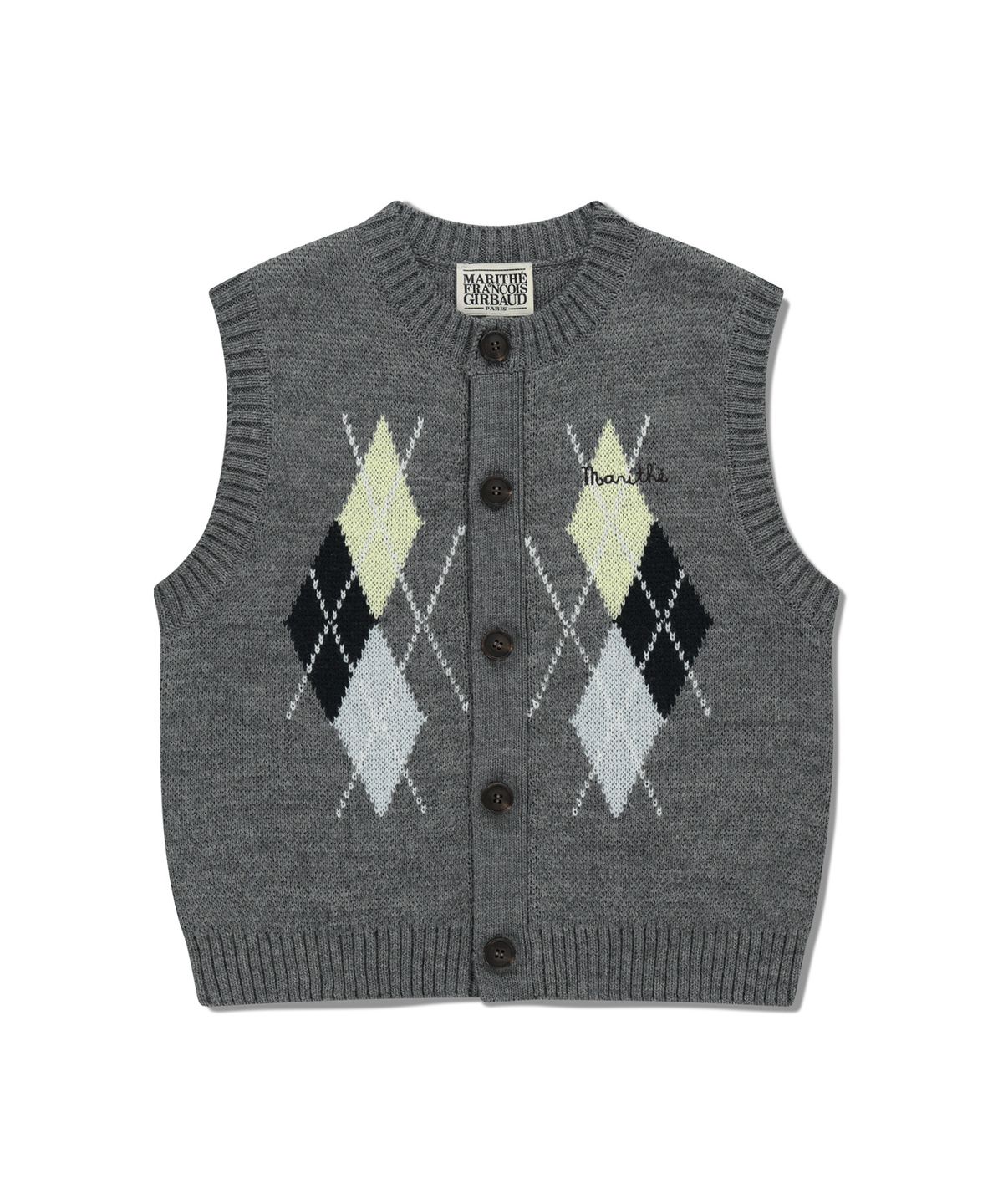 마리떼 키즈(MARITHÉ KIDS) KIDS ARGYLE KNIT VEST heather gray