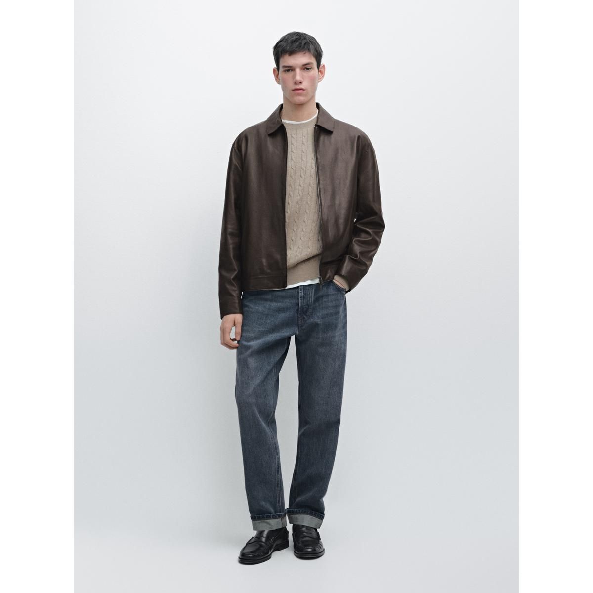 마시모두띠(MASSIMO DUTTI) 나파 레더 지퍼 자켓
