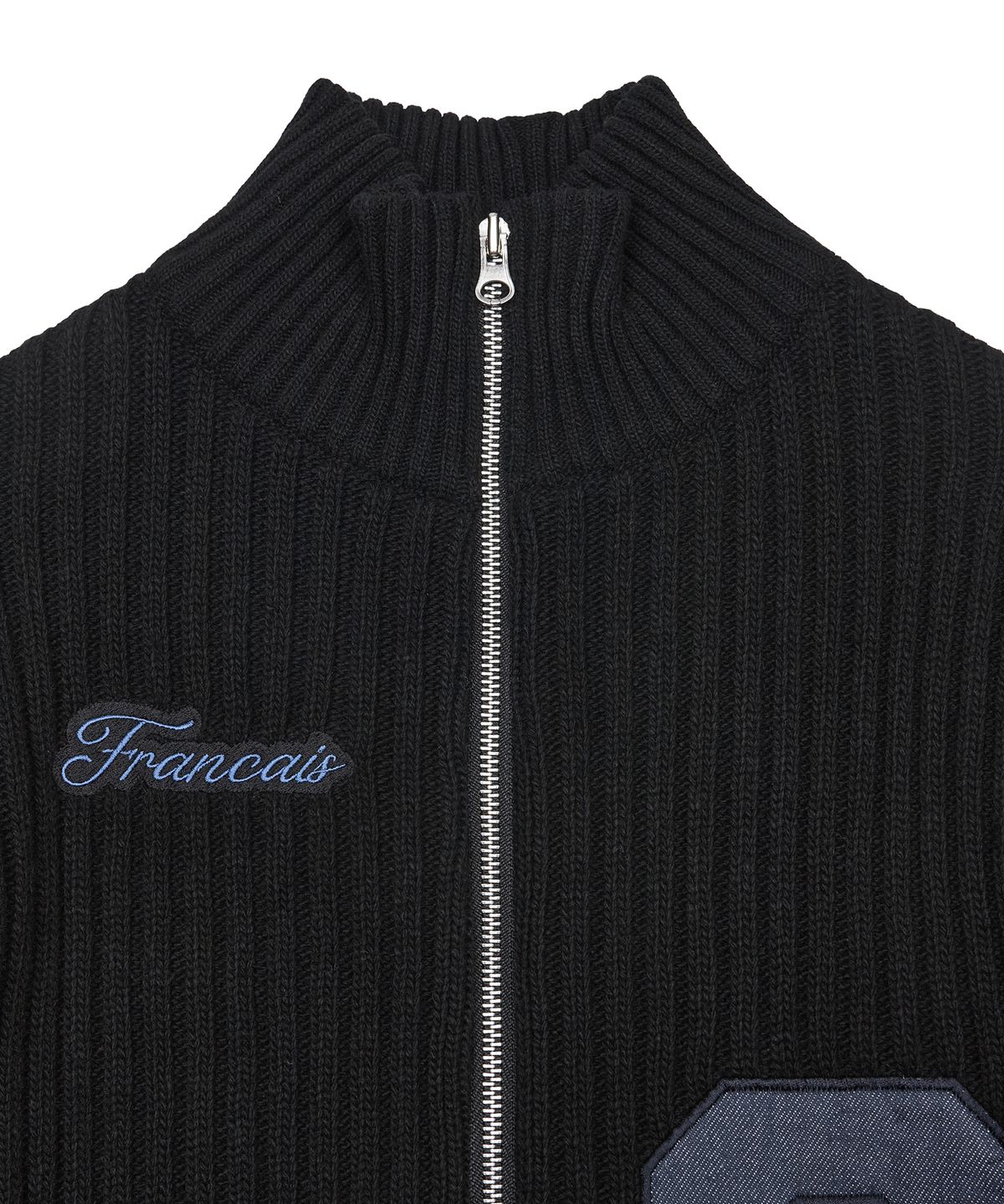 라티젠(LARTIGENT) L19 PATCH KNIT ZIP-UP(BLACK)