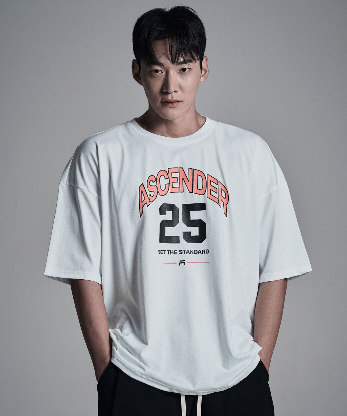 어센더(ASCENDER) 25넘버링 오버핏 숏슬리브 [화이트]