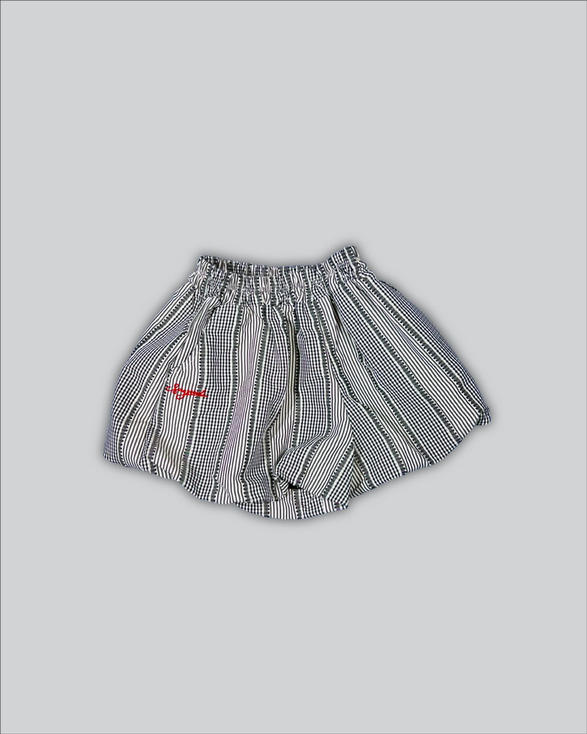 세이세이세이(SAYSAYSAY) (W) 멀티 체크 패턴 벌룬 팬츠 블랙