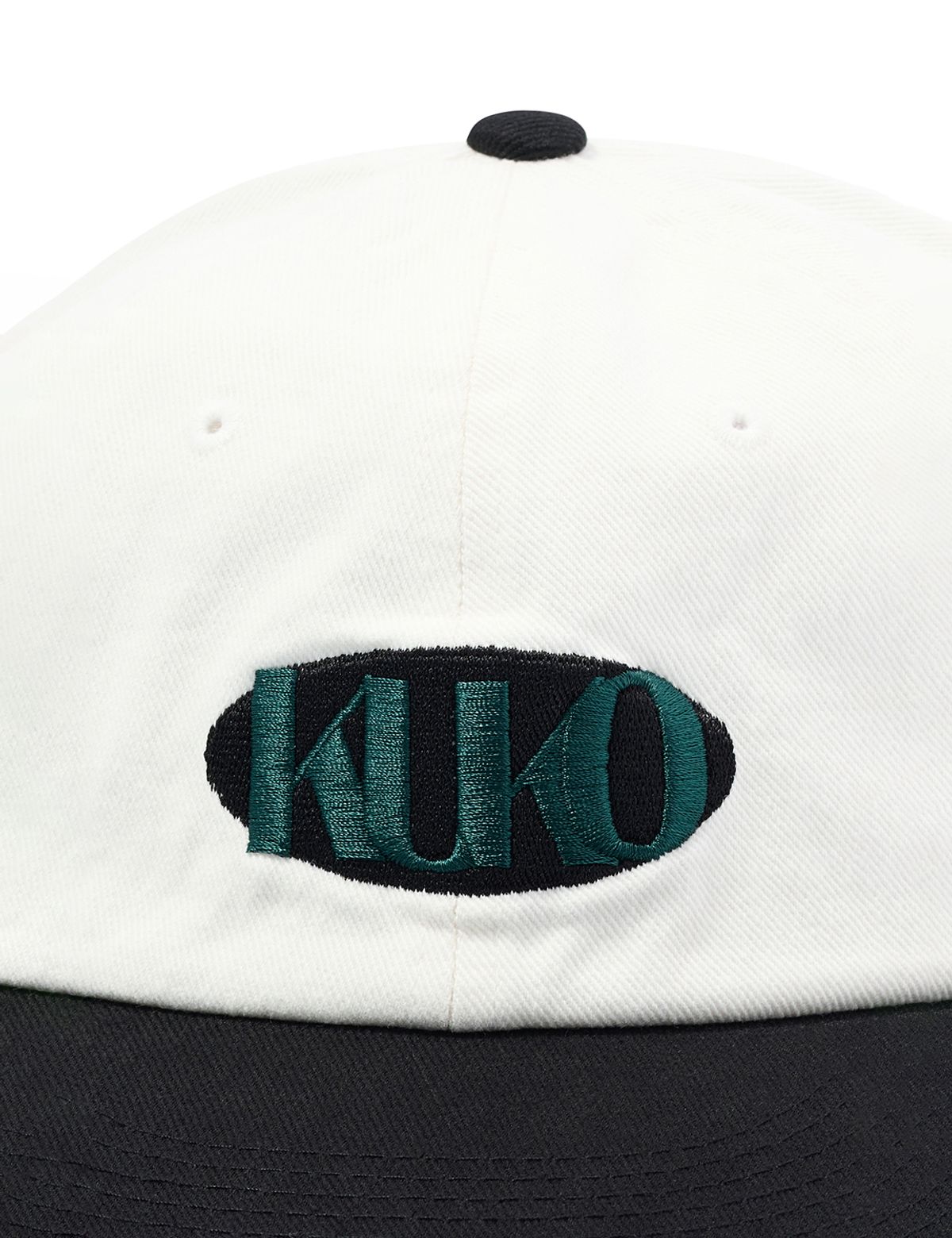 쿠코(KUKO) 쿠코 타원 로고 6패널 캡_화이트 블랙
