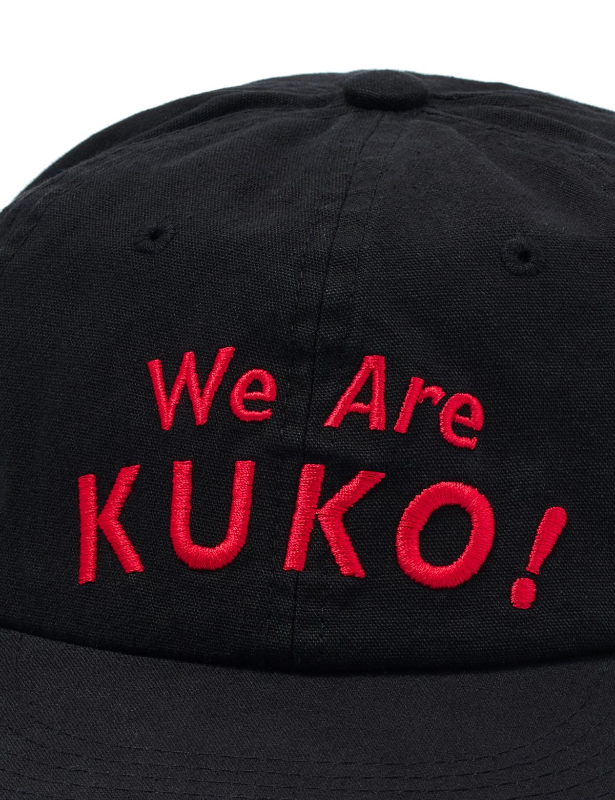 쿠코(KUKO) 위아쿠코 6패널 옥스포드 캡_블랙 레드
