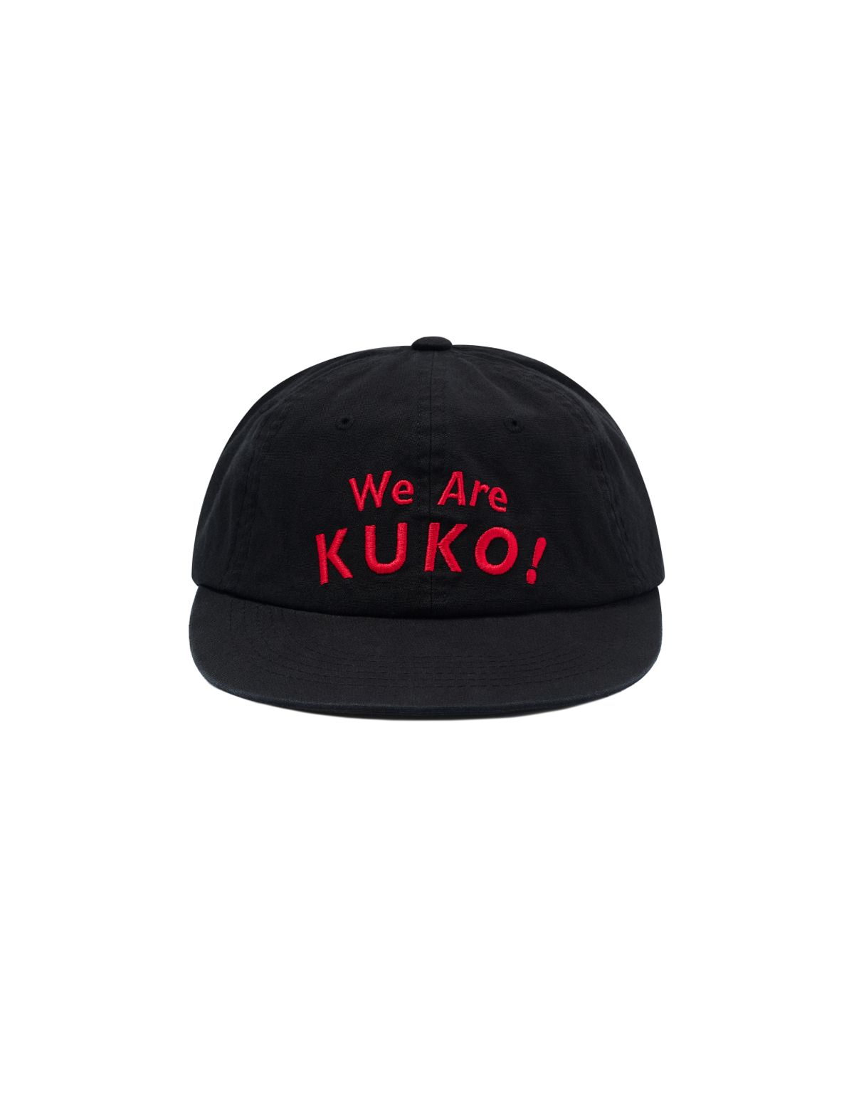 쿠코(KUKO) 위아쿠코 6패널 옥스포드 캡_블랙 레드