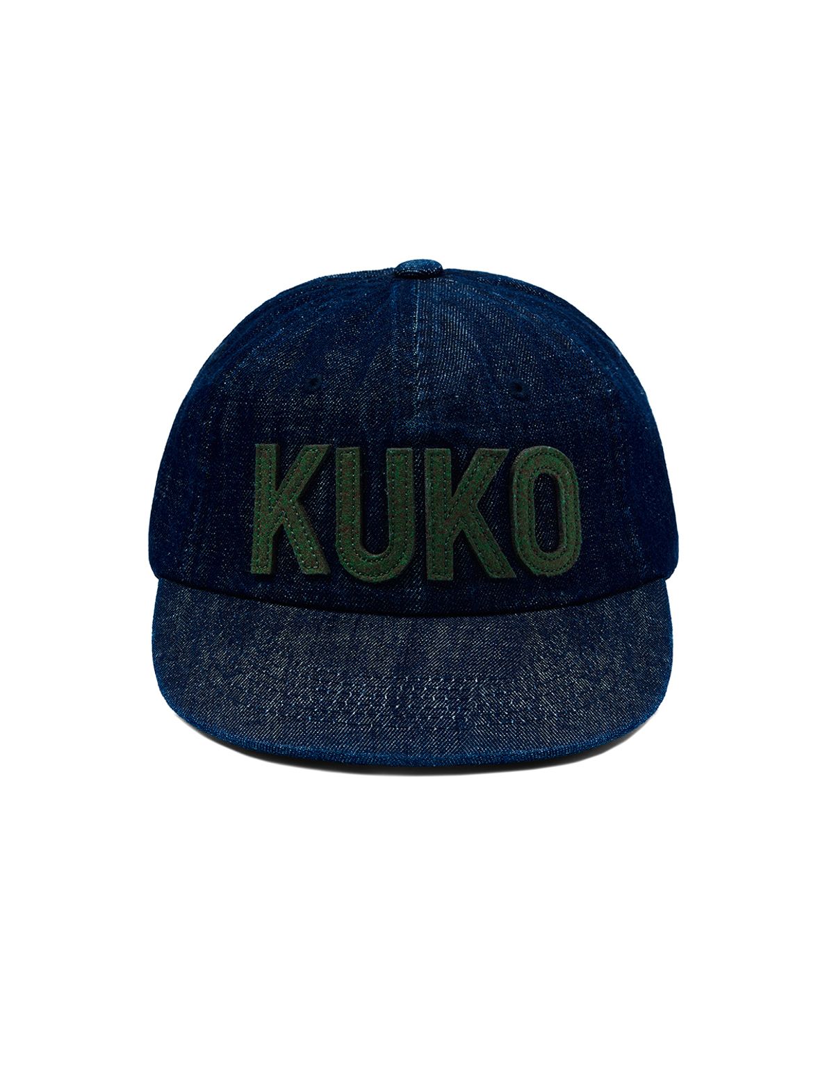 쿠코(KUKO) 쿠코 로고 6패널 캡_데님 카키