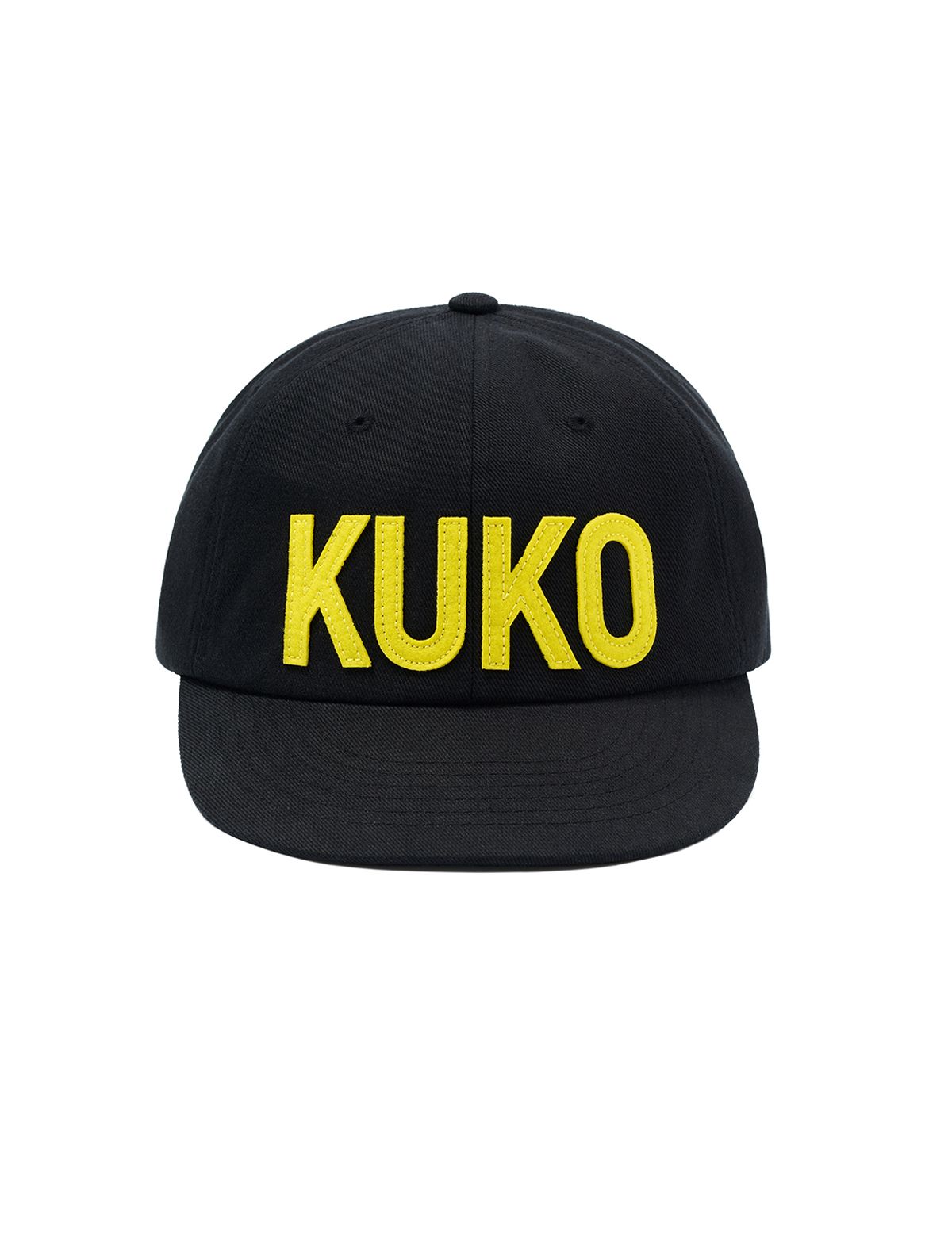 쿠코(KUKO) 쿠코 로고 6패널 캡_블랙 옐로우