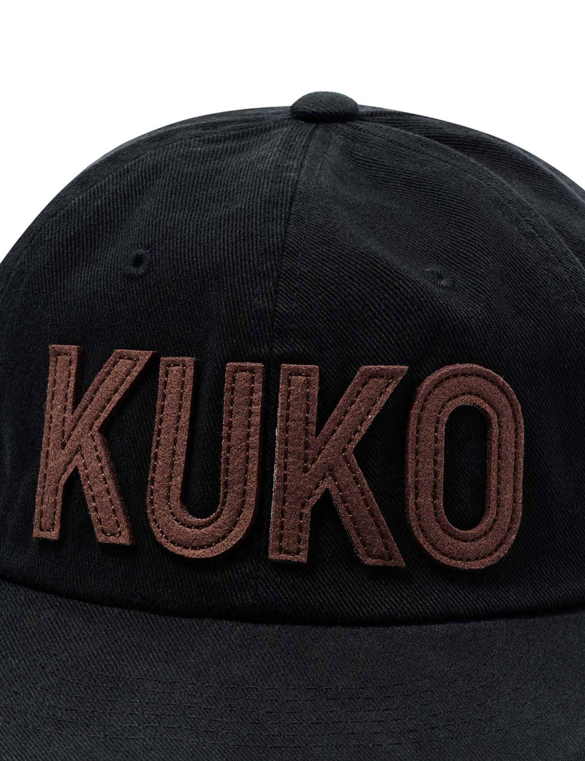 쿠코(KUKO) 쿠코 로고 6패널 캡_블랙 브라운