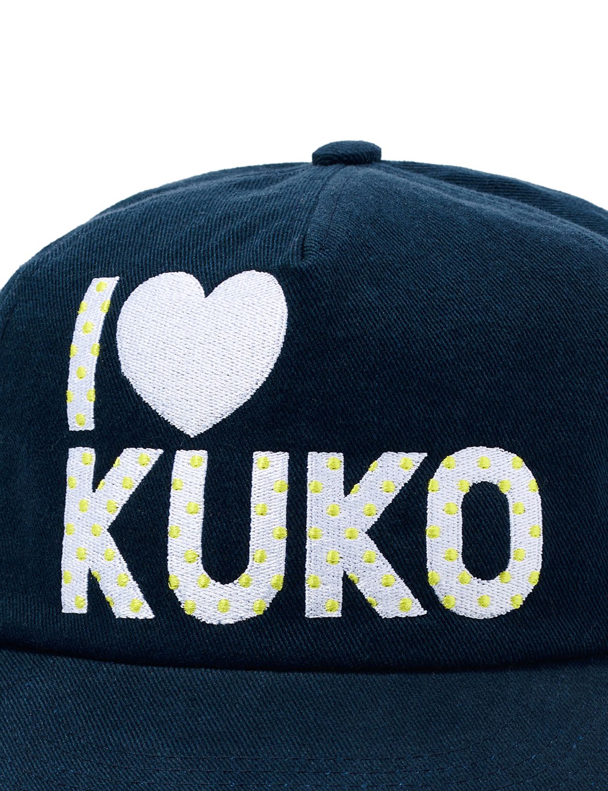 쿠코(KUKO) 아이러브쿠코 도트 5패널 캡_네이비 옐로우
