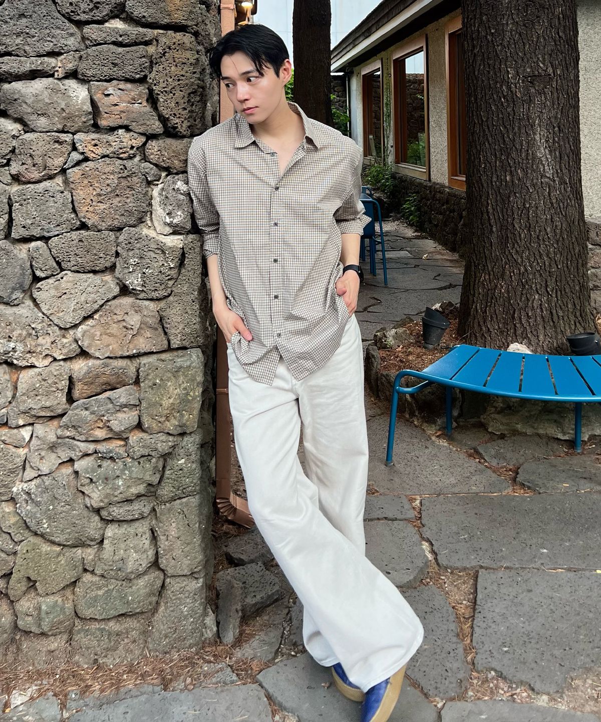 마인드브릿지(MINDBRIDGE) [COUTURE]미니 체크 오버핏 셔츠