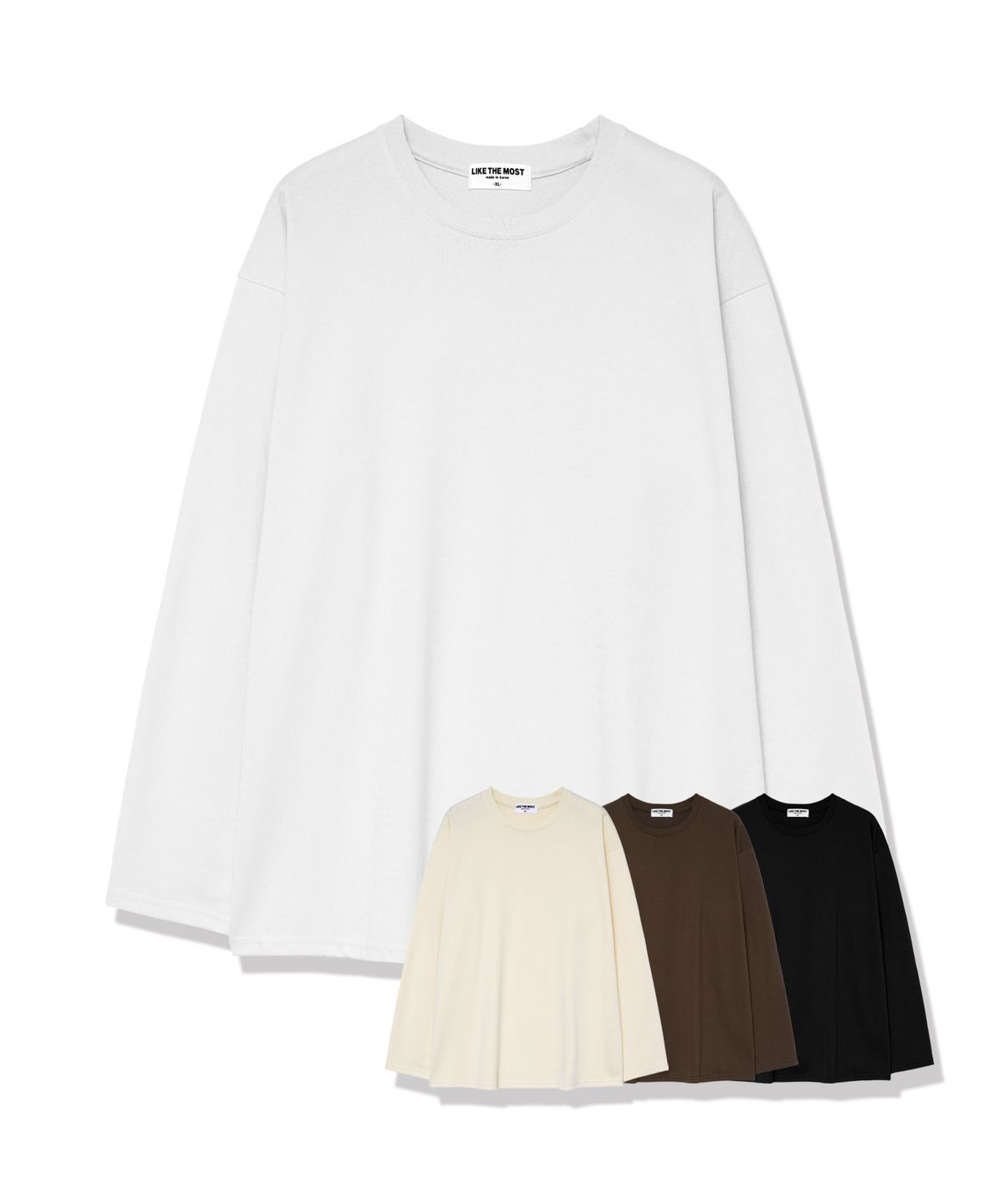 라이크더모스트(LIKE THE MOST) 롱 슬리브 오버핏 무지 긴팔 티셔츠 4colors