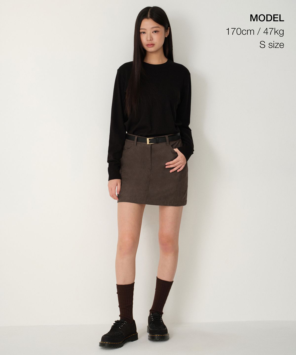 무신사 스탠다드 우먼(MUSINSA STANDARD WOMAN) 우먼즈 신세틱 스웨이드 미니 스커트 [브라운]