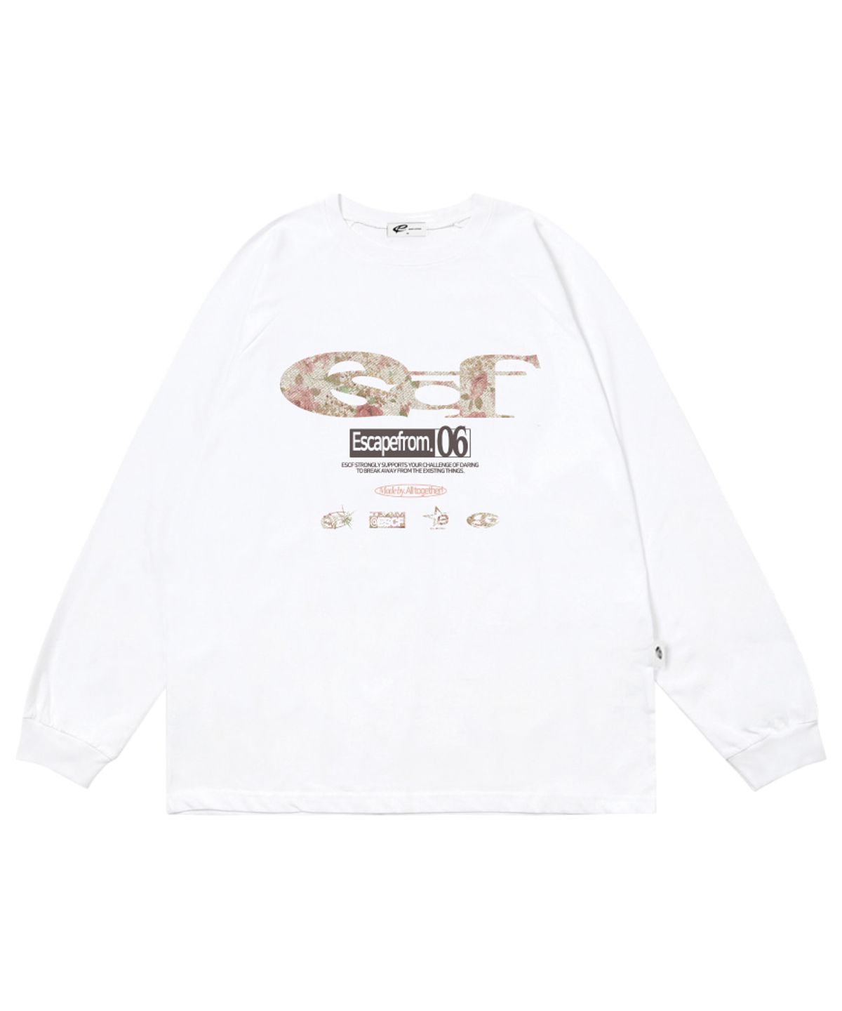 이스케이프프롬(ESCAPEFROM) 플라워 ESCF 로고 콜라주 프린트 롱슬리브 [3color]