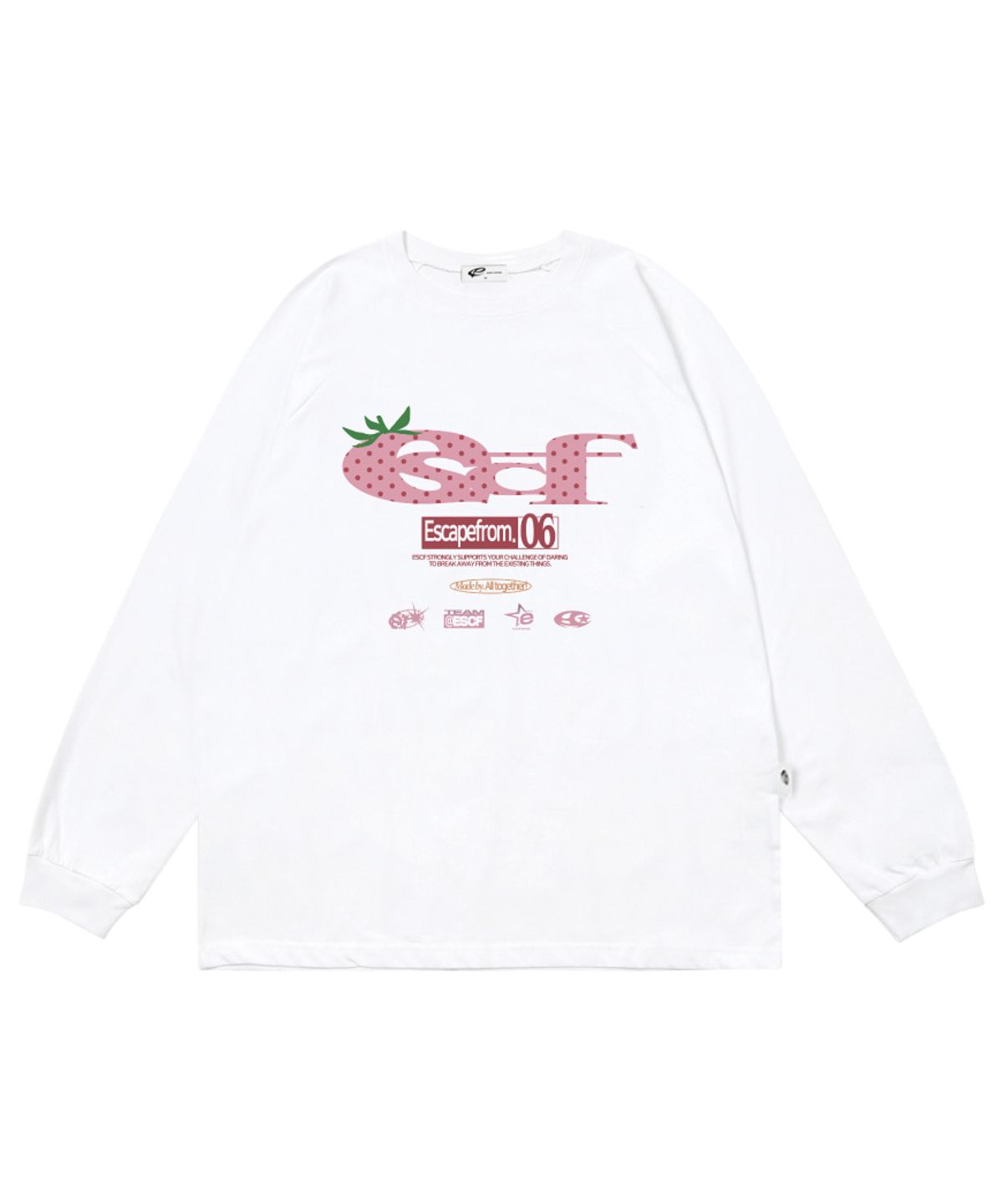 이스케이프프롬(ESCAPEFROM) 스트로베리 도트 ESCF 로고 콜라주 프린트 롱슬리브 [3color]