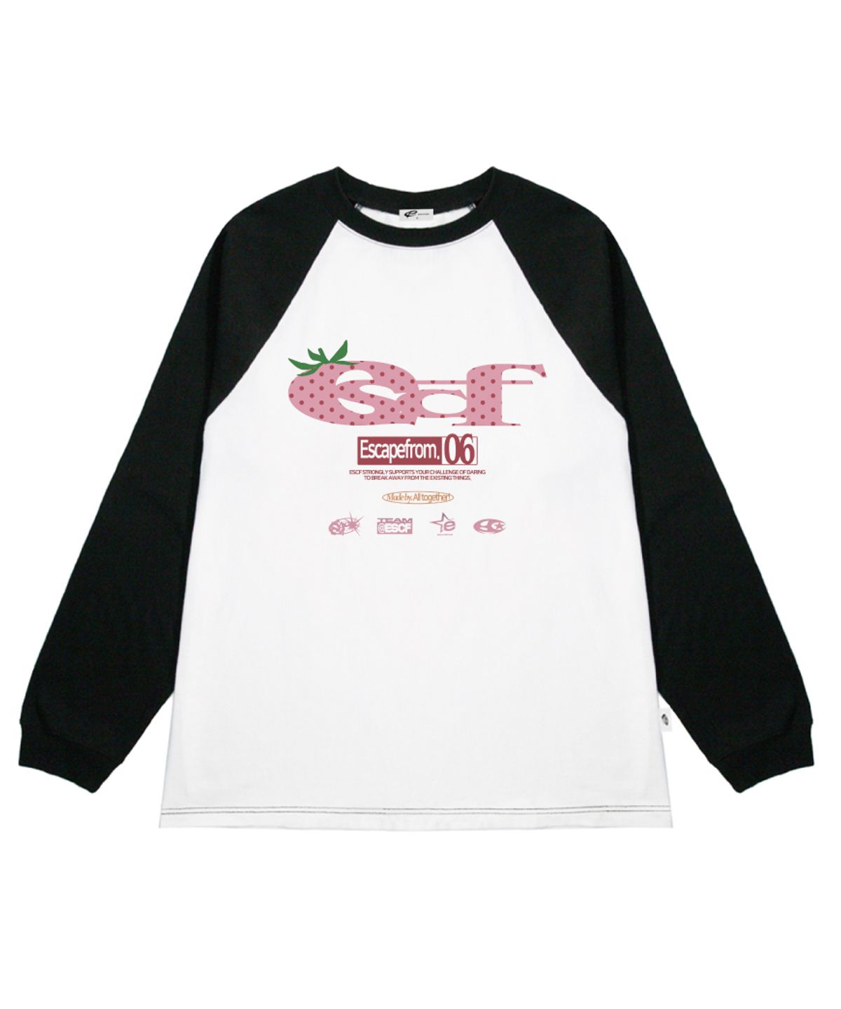 이스케이프프롬(ESCAPEFROM) 스트로베리 도트 ESCF 로고 콜라주 프린트 롱슬리브 [3color]