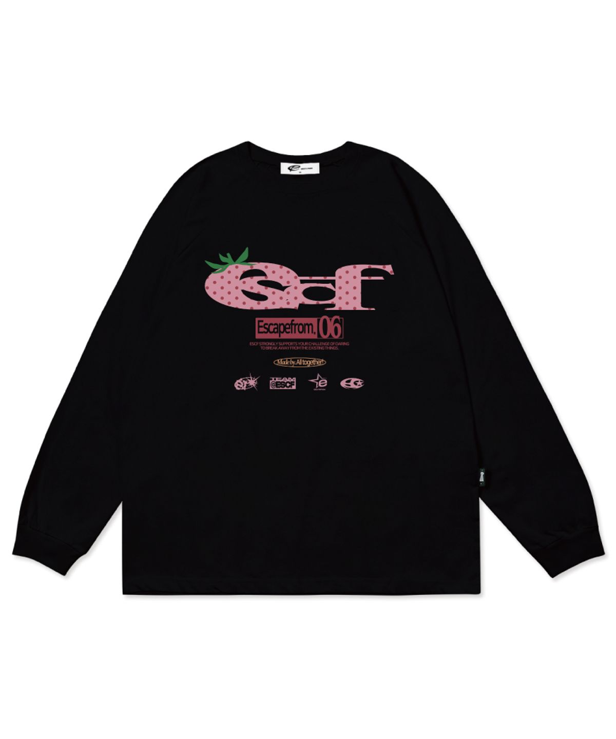 이스케이프프롬(ESCAPEFROM) 스트로베리 도트 ESCF 로고 콜라주 프린트 롱슬리브 [3color]